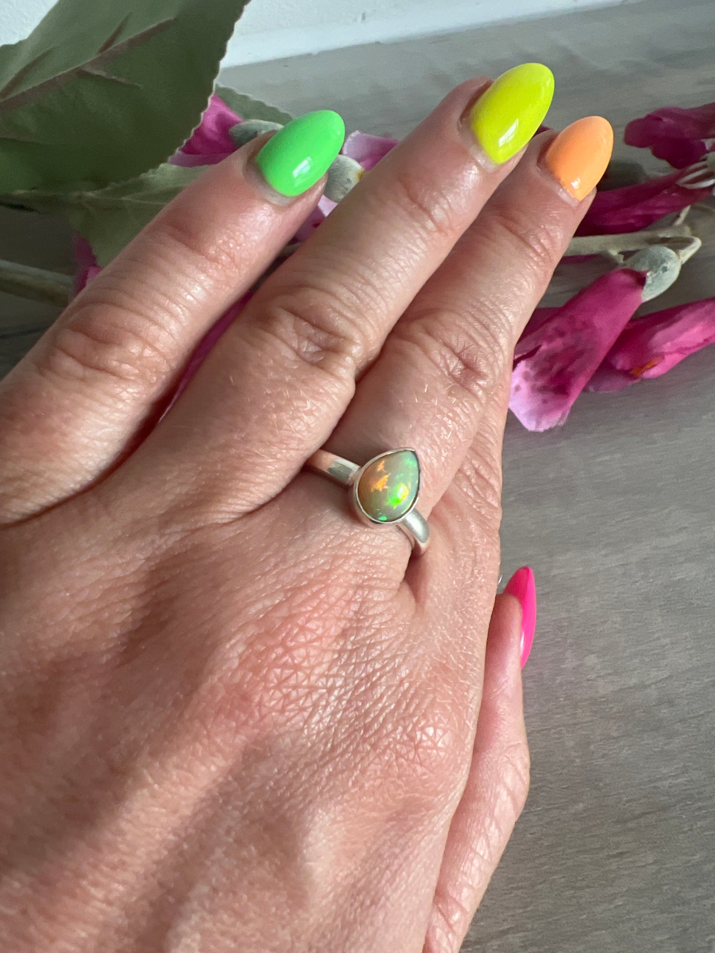 Ethiopian Opal 925 Sterling Silver Ring - Size Q