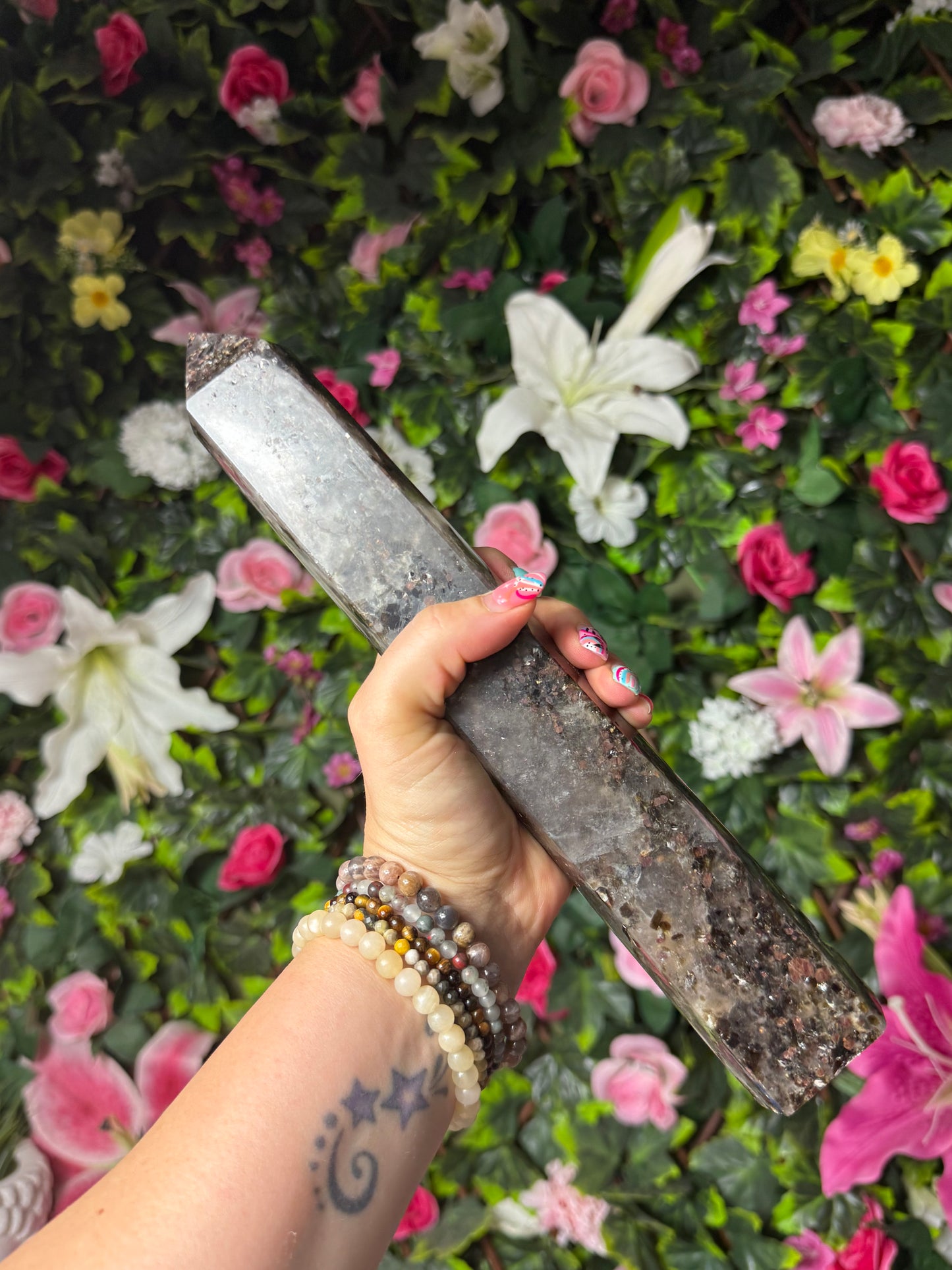 RARE Smokey with garnet & mica Tower Point