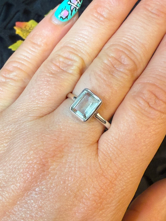 Prasolite 925 Ring - Size S 1/2 Green Amethyst