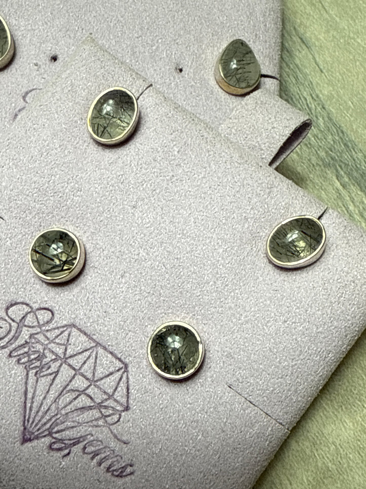 Black Tourmaline Rutile in Quartz 925 Sterling Silver Rutilated Studs