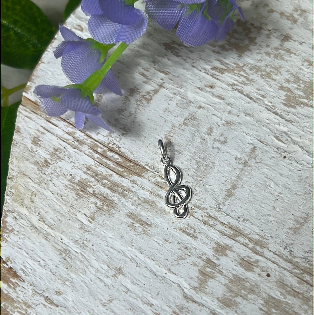 Music Clef 925 Sterling Silver Pendant Charm