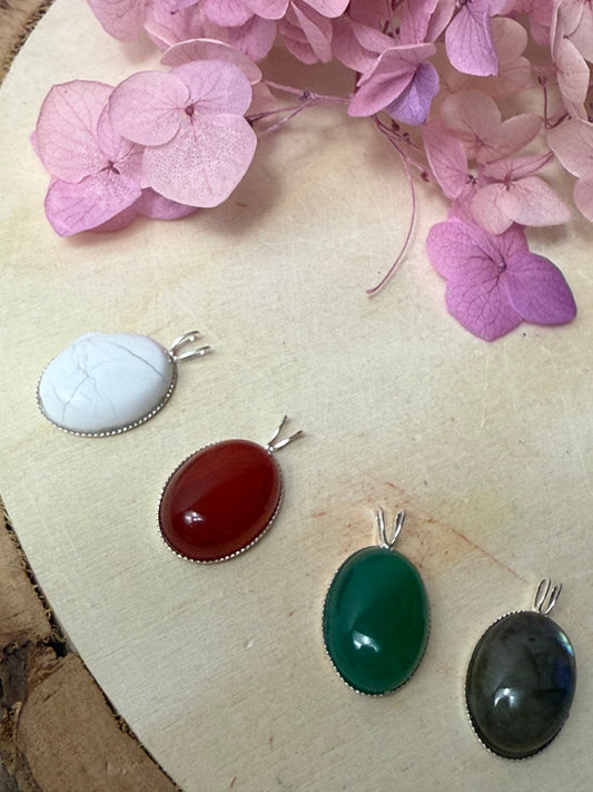 Handmade Oval 925 Sterling Pendant - Bunny Rabbit Bail