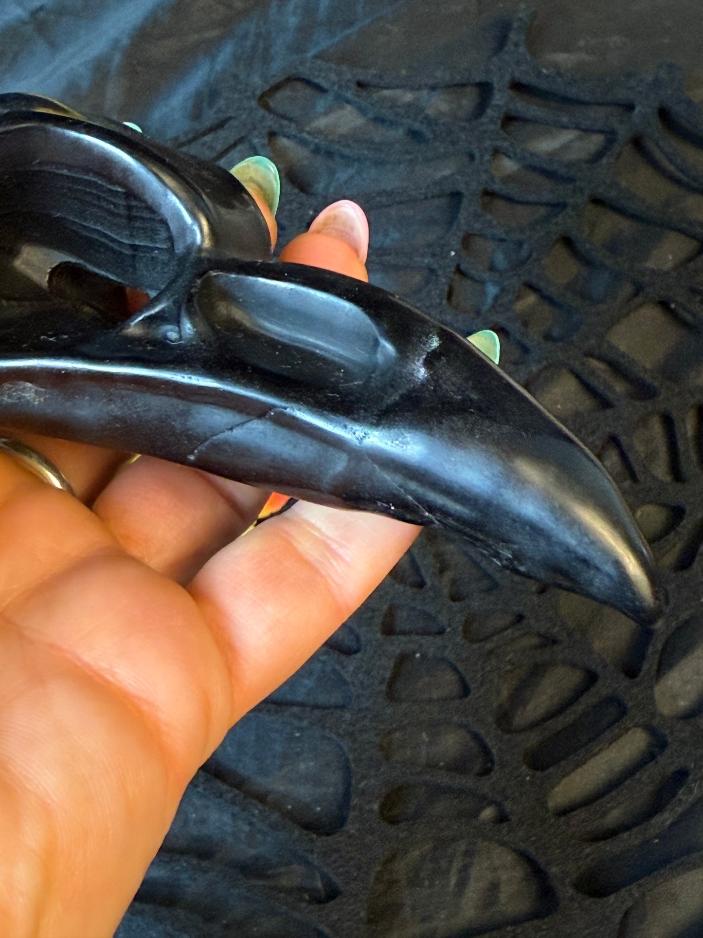 Large Obsidian Raven Crow Skull