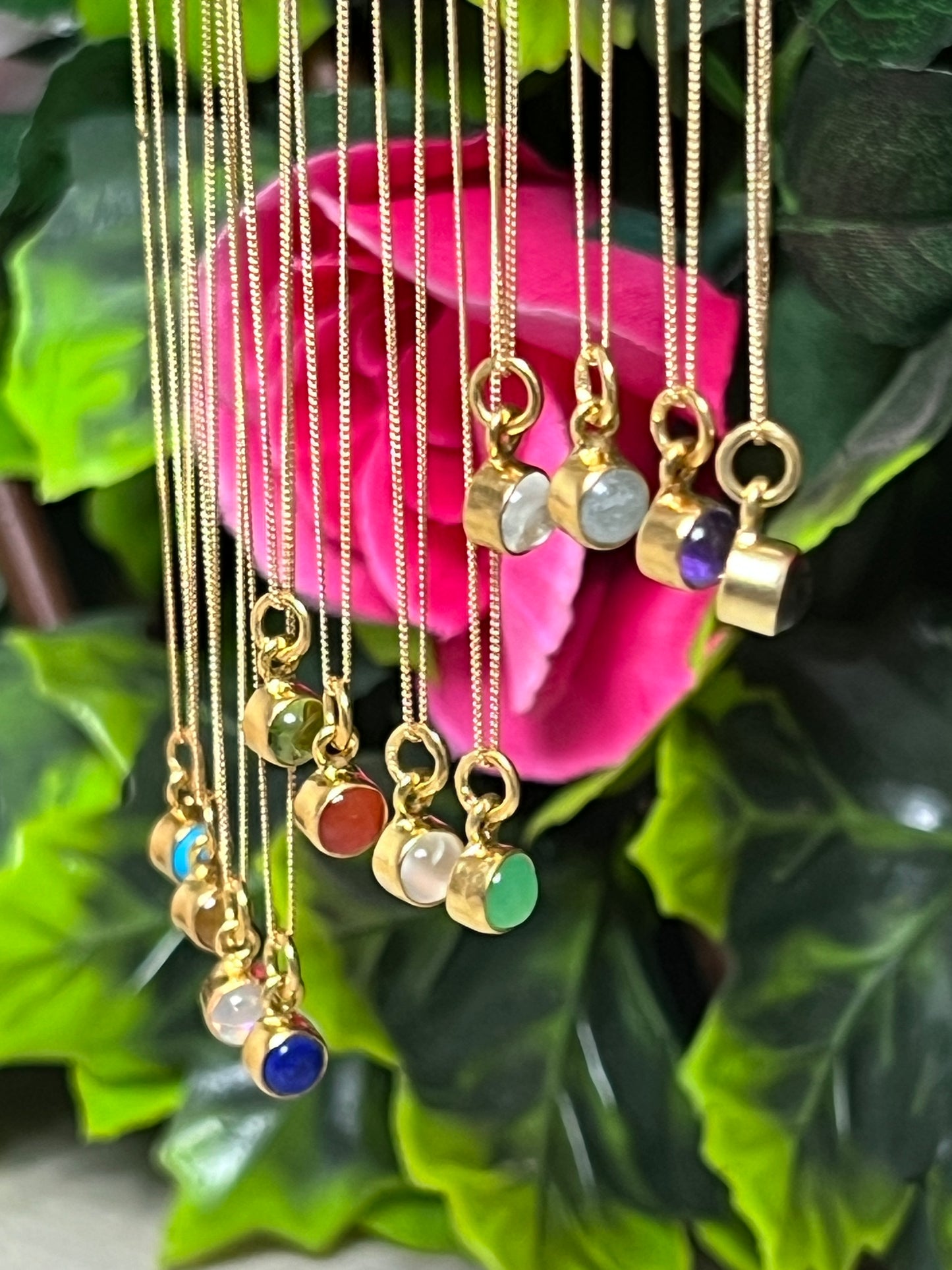 Garnet Gold Personalised Initial Necklace - Vermeil Sterling Gold