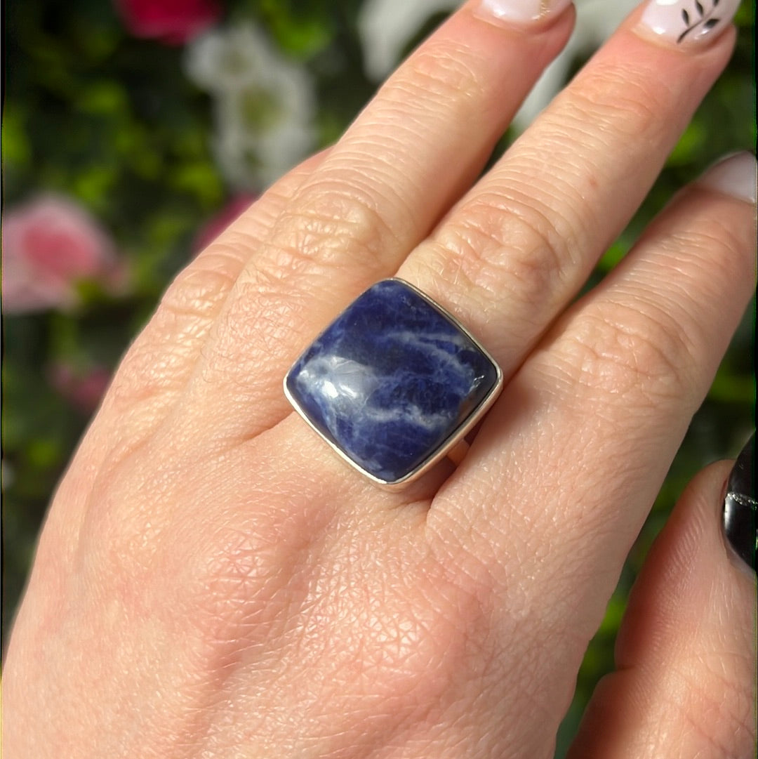 Sodalite 925 Silver Ring -  Size S