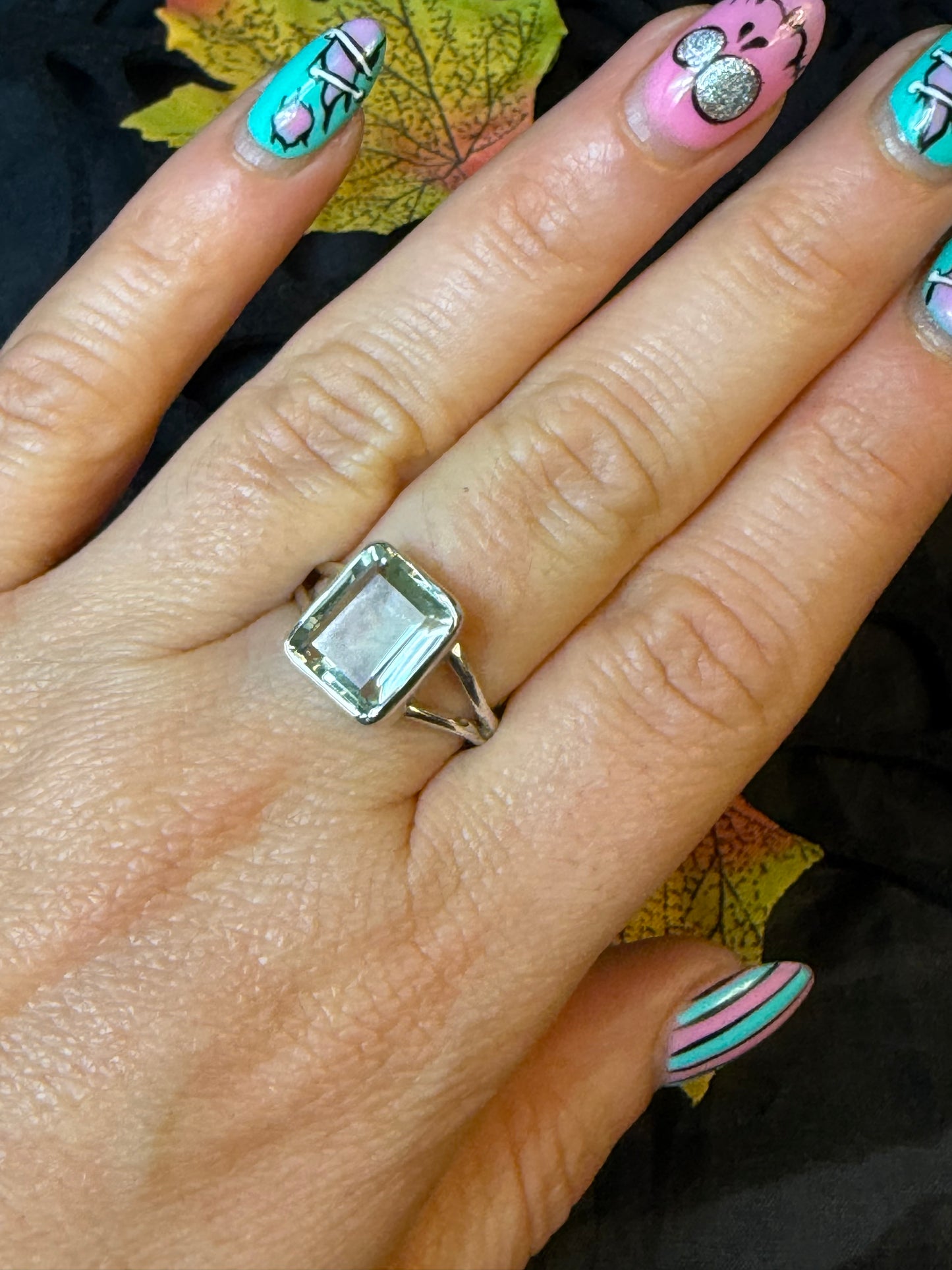 Prasolite 925 Ring - Size O 1/2 Green Amethyst