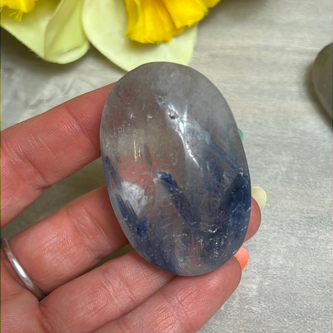 Kyanite in Clear Quartz Palm - rare find