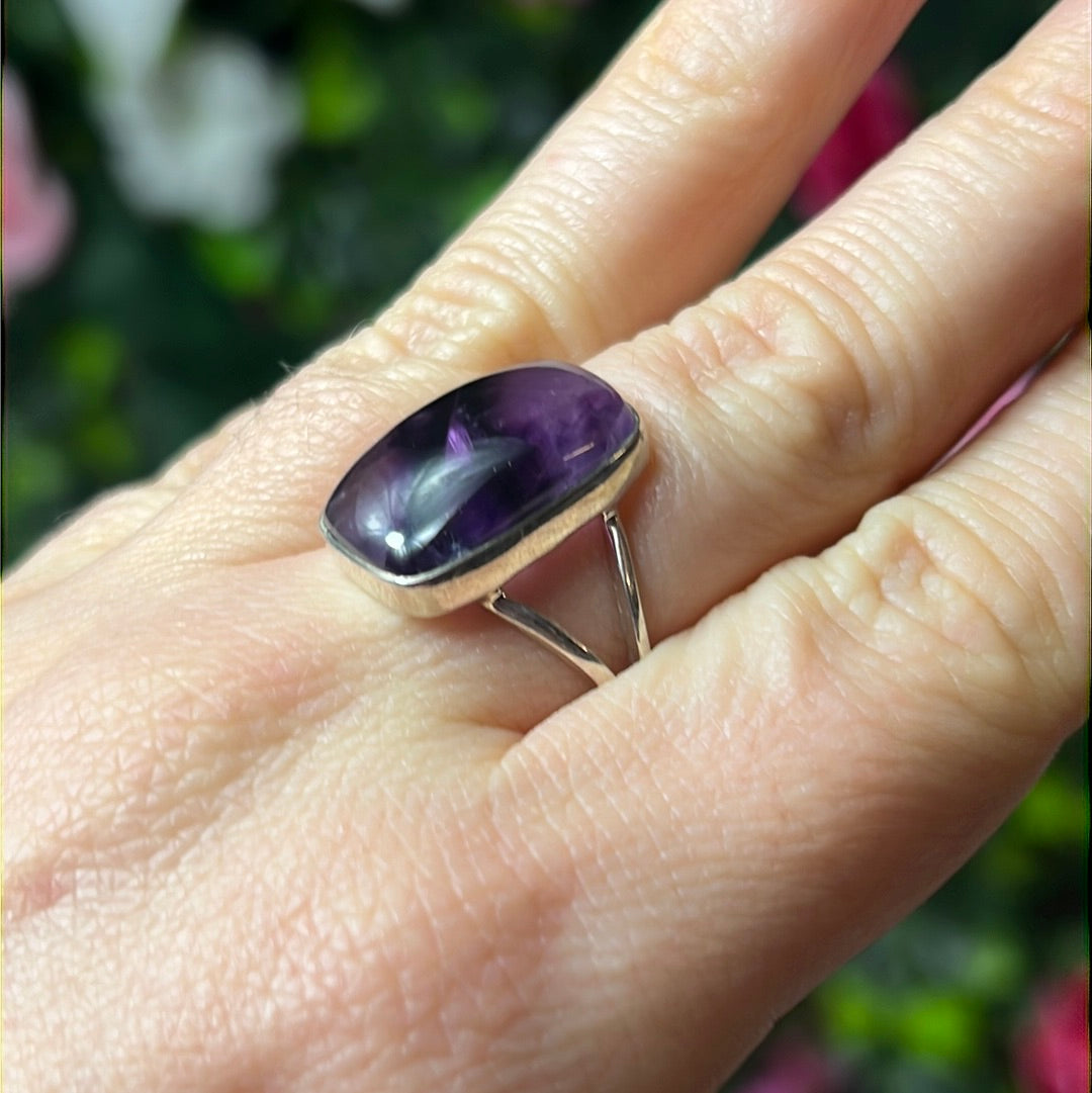 Amethyst 925 Sterling Silver Ring - Size R 1/2 - S