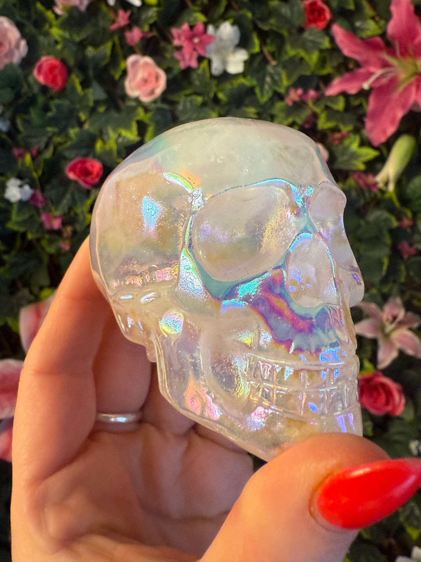 Aura Rose Quartz Skull
