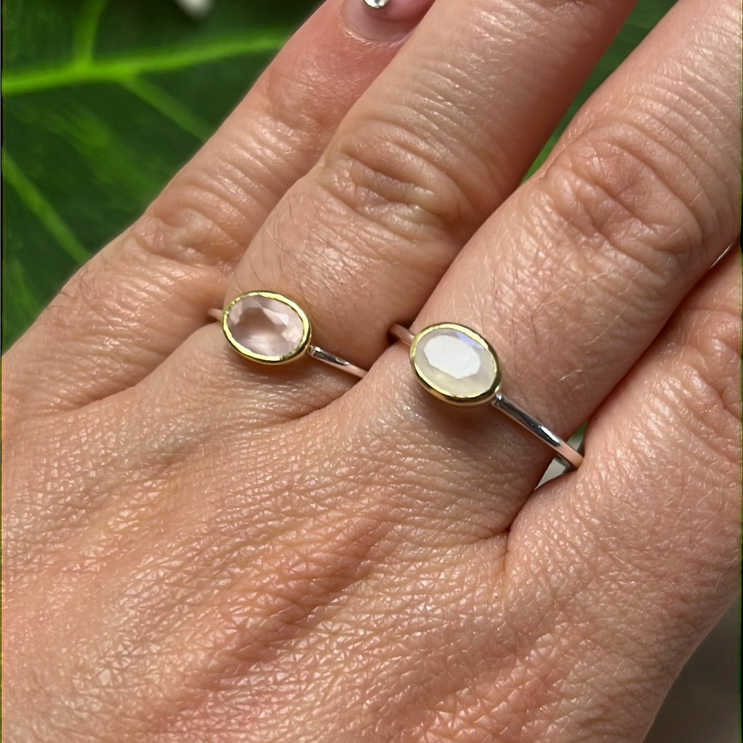 18K Gold & 925 Silver Combo Oval Ring