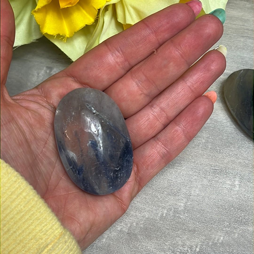Kyanite in Clear Quartz Palm - rare find