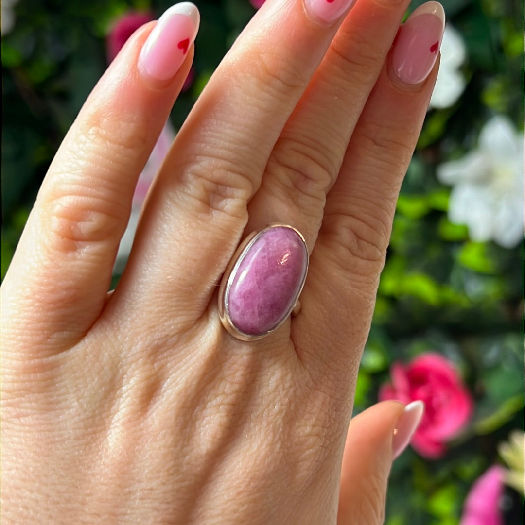 Pink Tourmaline 925 Silver Ring - Size S - S 1/2  AA GRADE