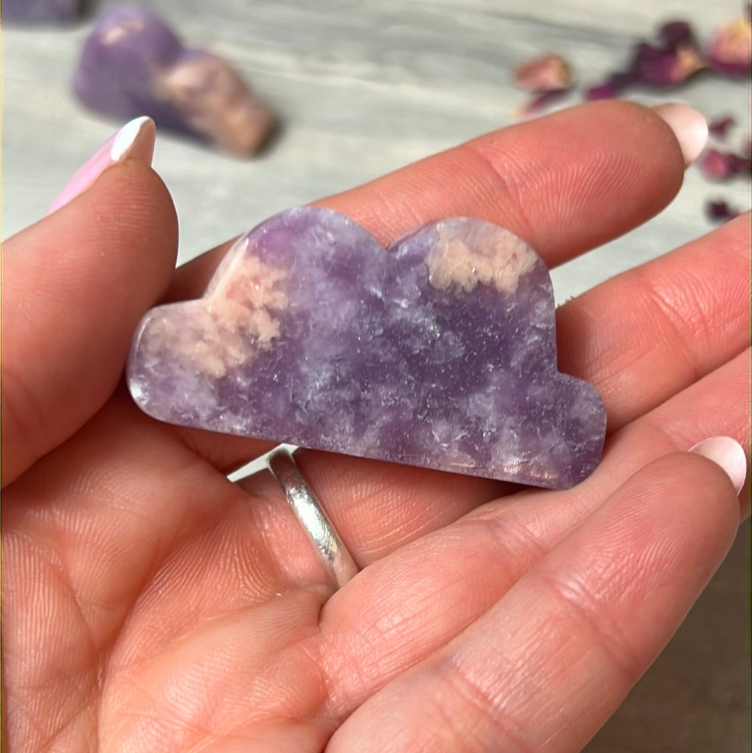 Lepidolite with stillbite Cloud