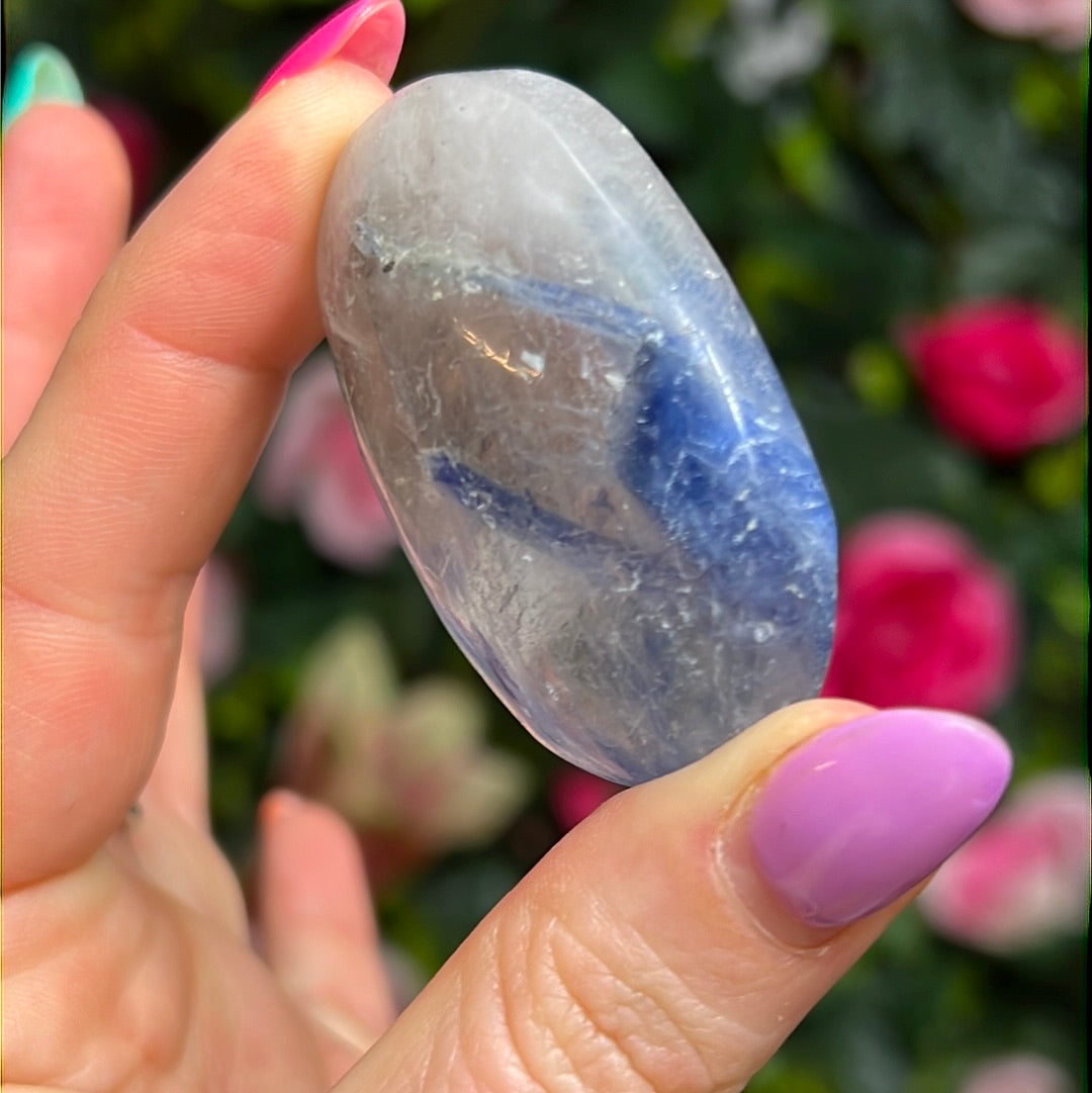 Kyanite in Clear Quartz Palm - rare find