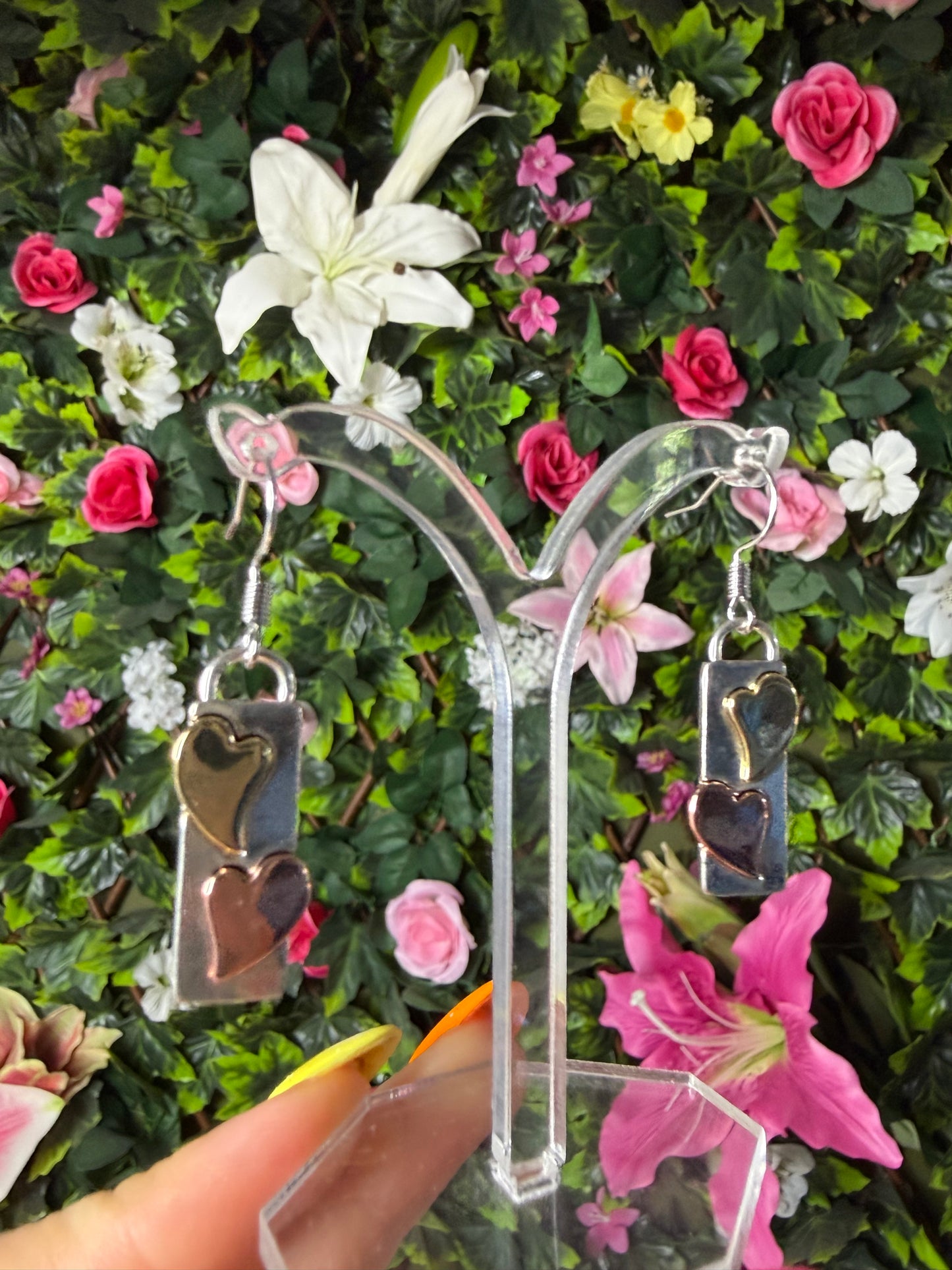 Multi Copper Heart Earrings - Stainless steel