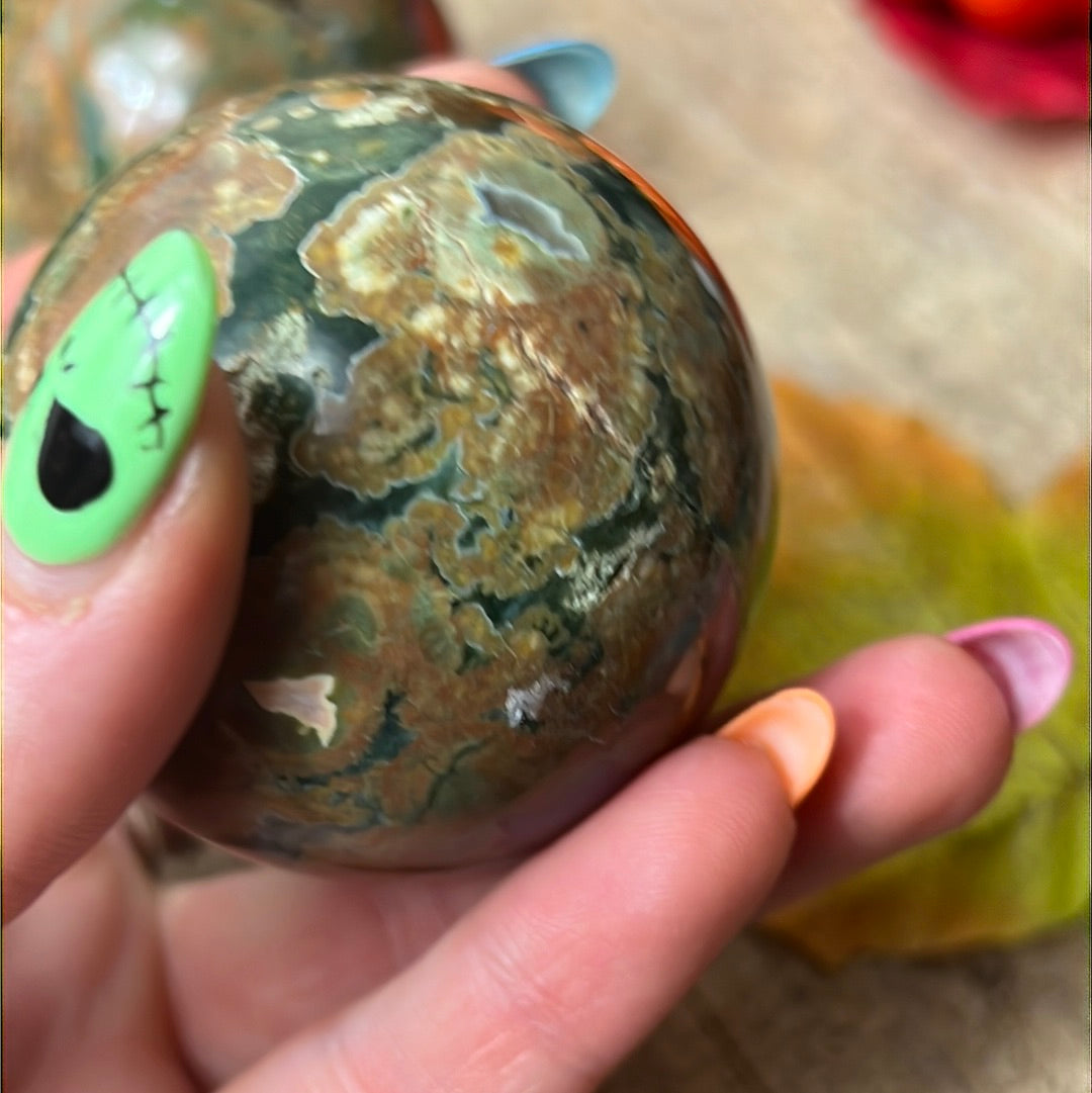 Rhyolite Rainforest Jasper Sphere