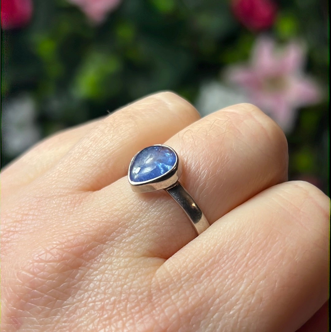 Tanzanite 925 Silver Ring -  Size S 1/2