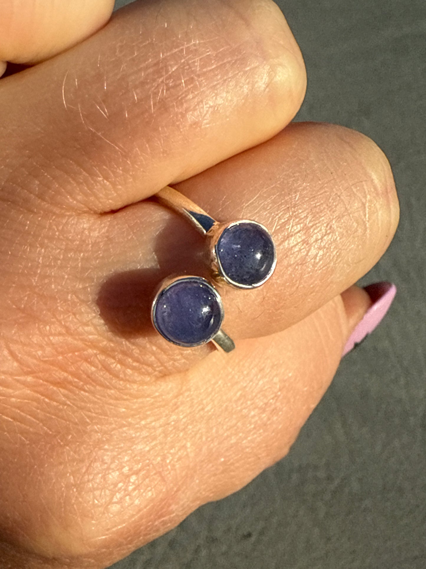 Adjustable Double Tanzanite 925 Silver Ring