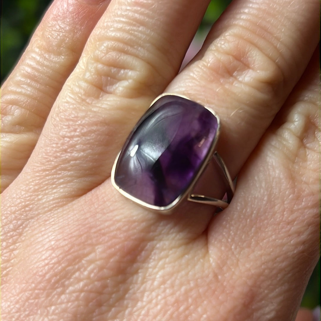 Amethyst 925 Sterling Silver Ring - Size R 1/2 - S