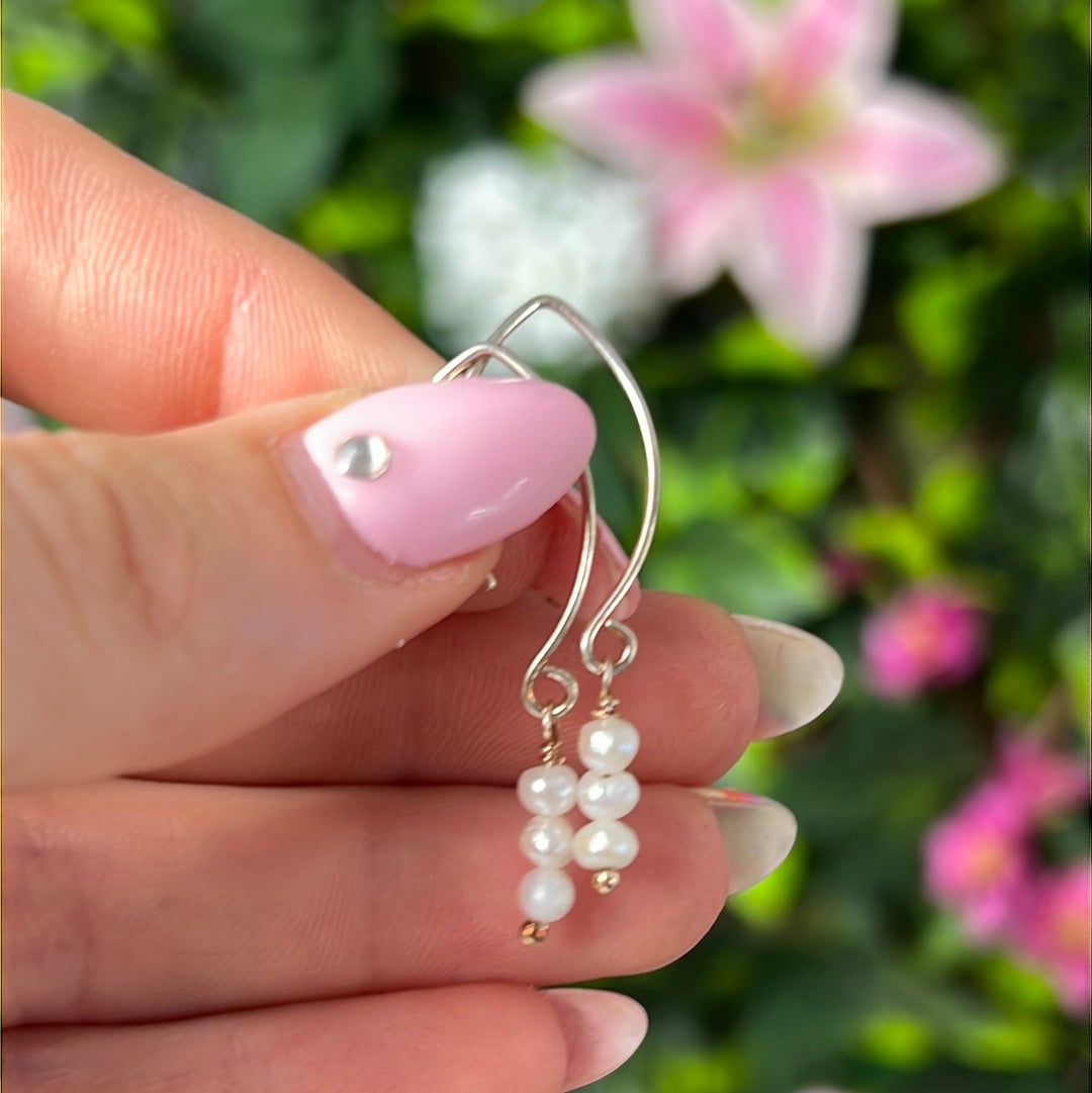 Pearl Dangles Hook - 925 Sterling Silver Earrings