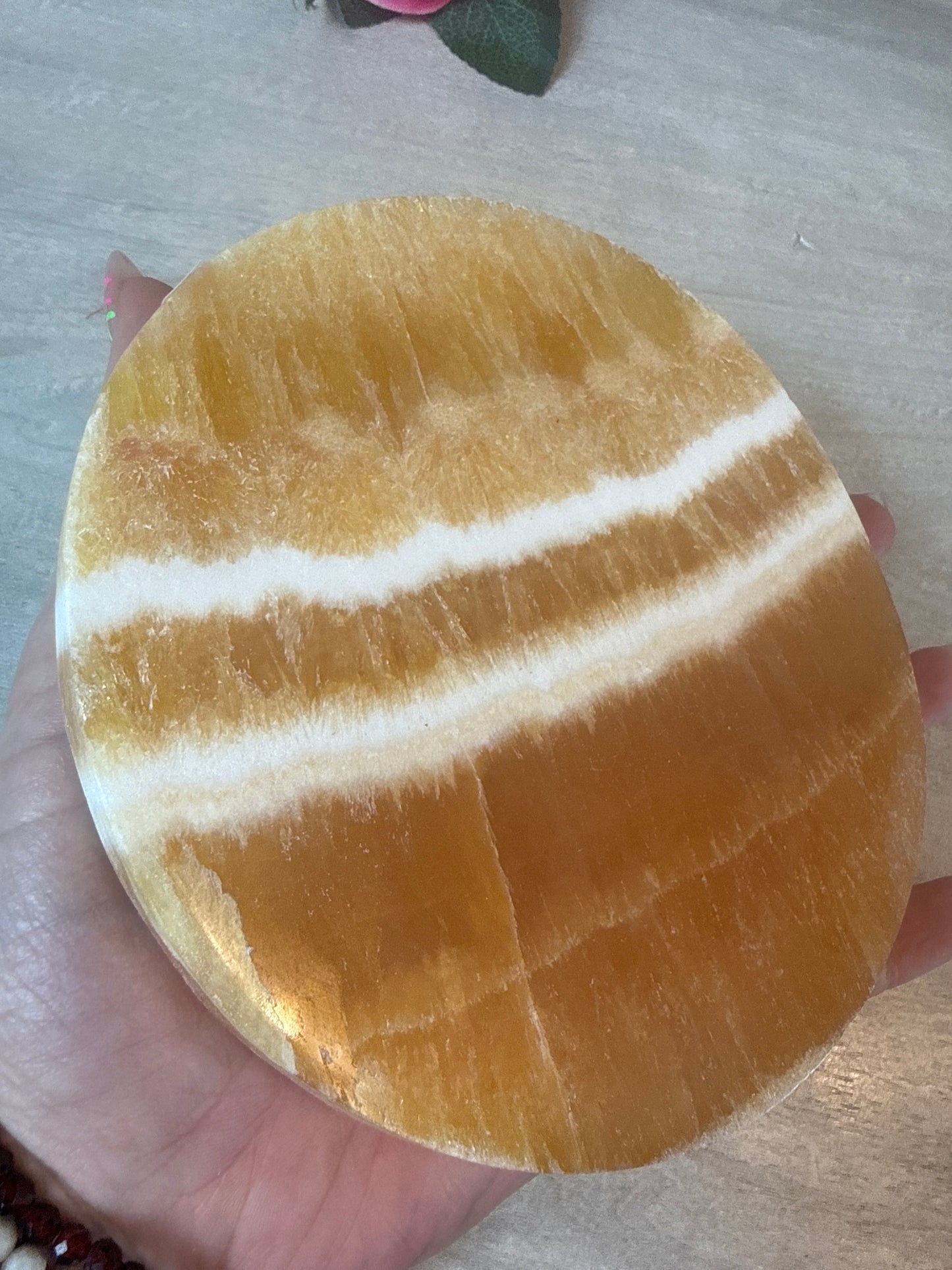 XL Orange Calcite Coaster / Charging Plate (Copy)