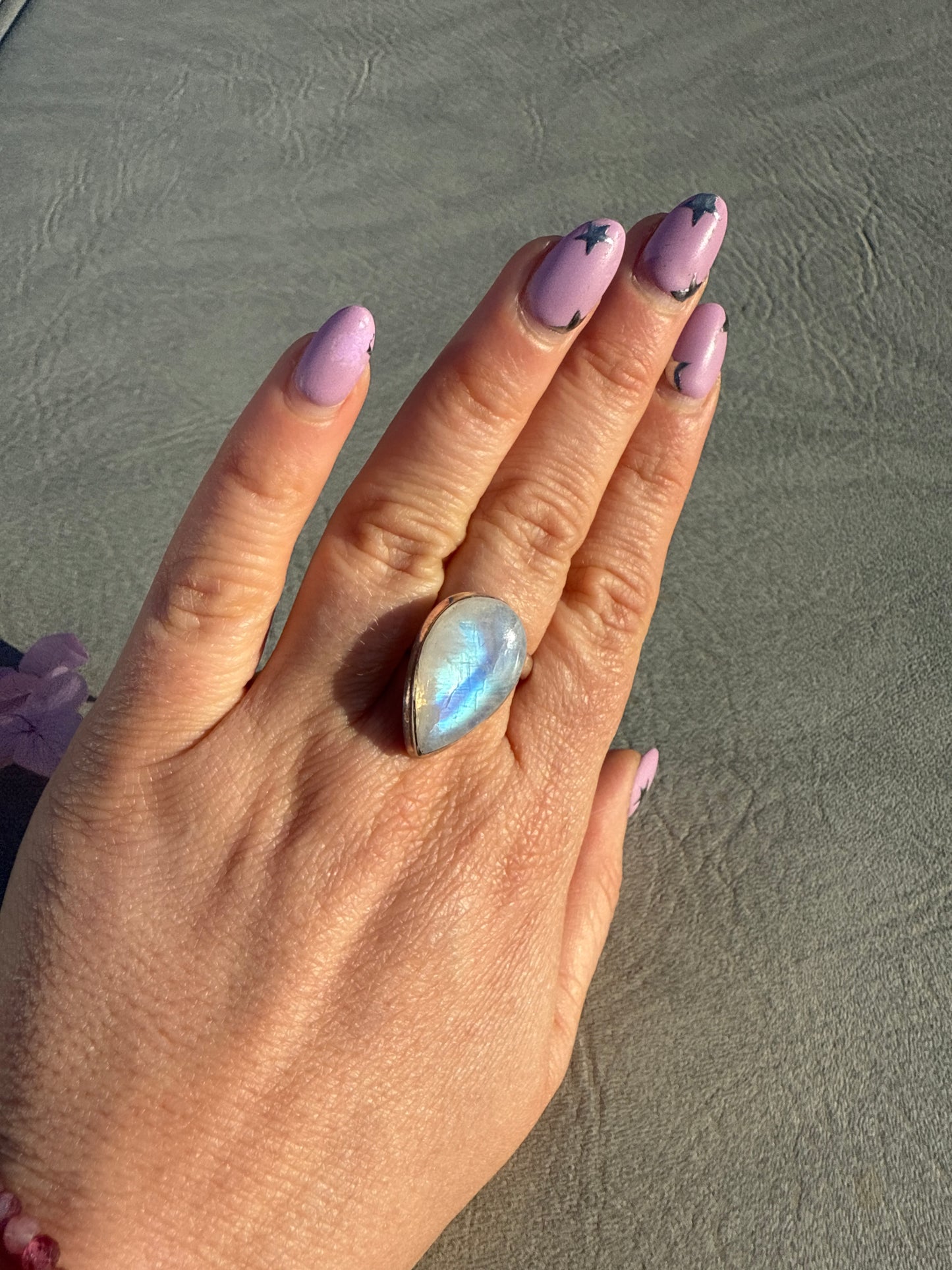 Adjustable Moonstone 925 Silver Ring