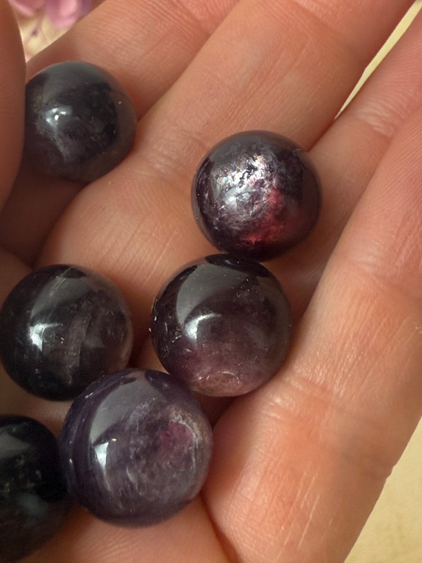 Mini gem lepidolite sphere