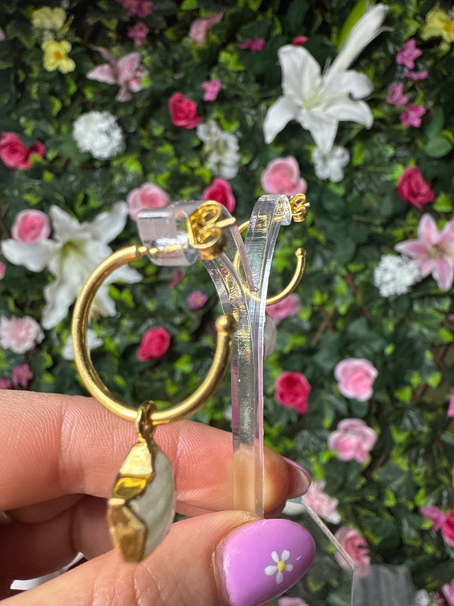 Scroll hoop stud earrings - 925 Sterling Silver & 18k gold