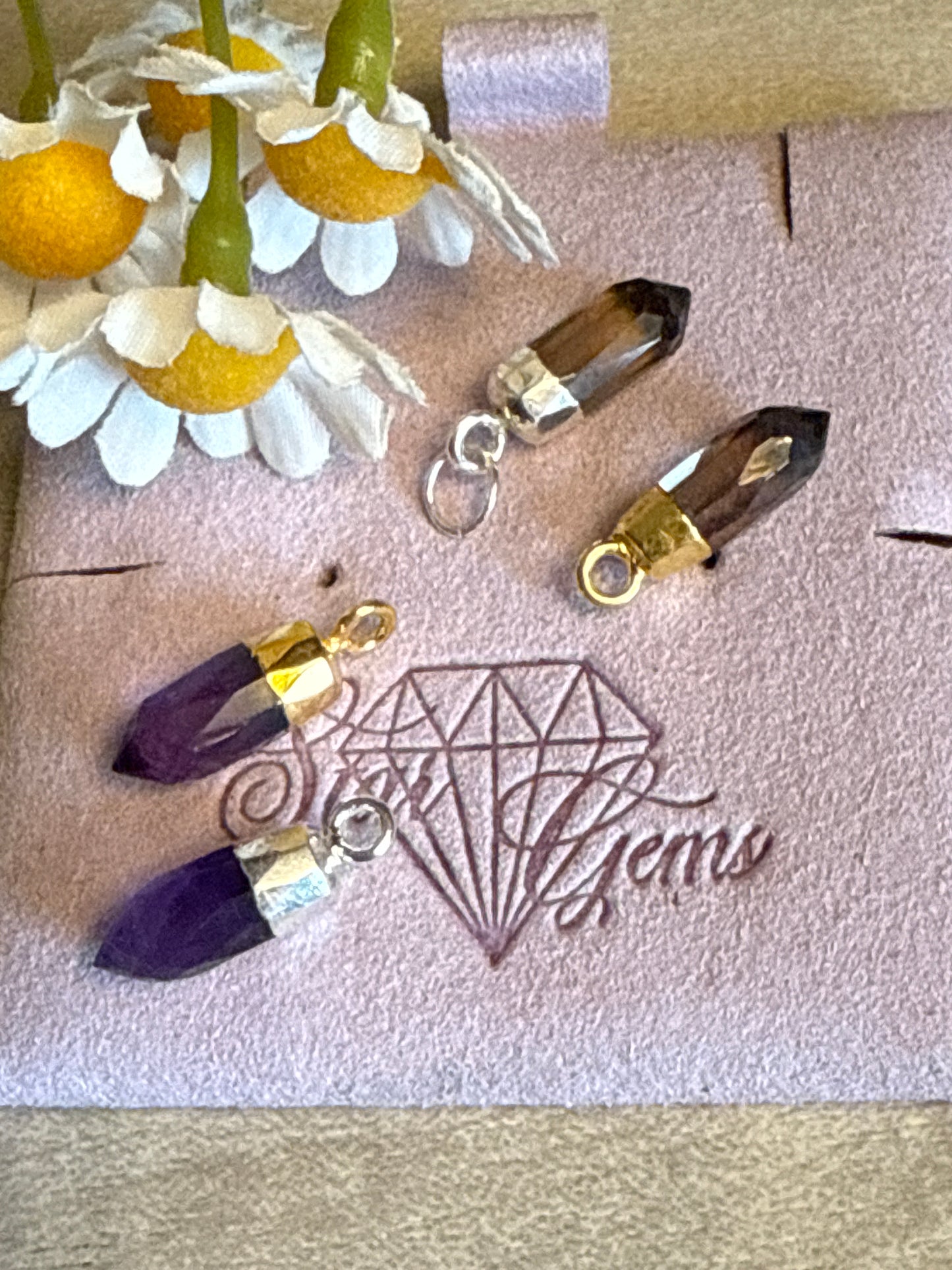 Mini Point Facet Cut - Silver / Gold Pendant Charm