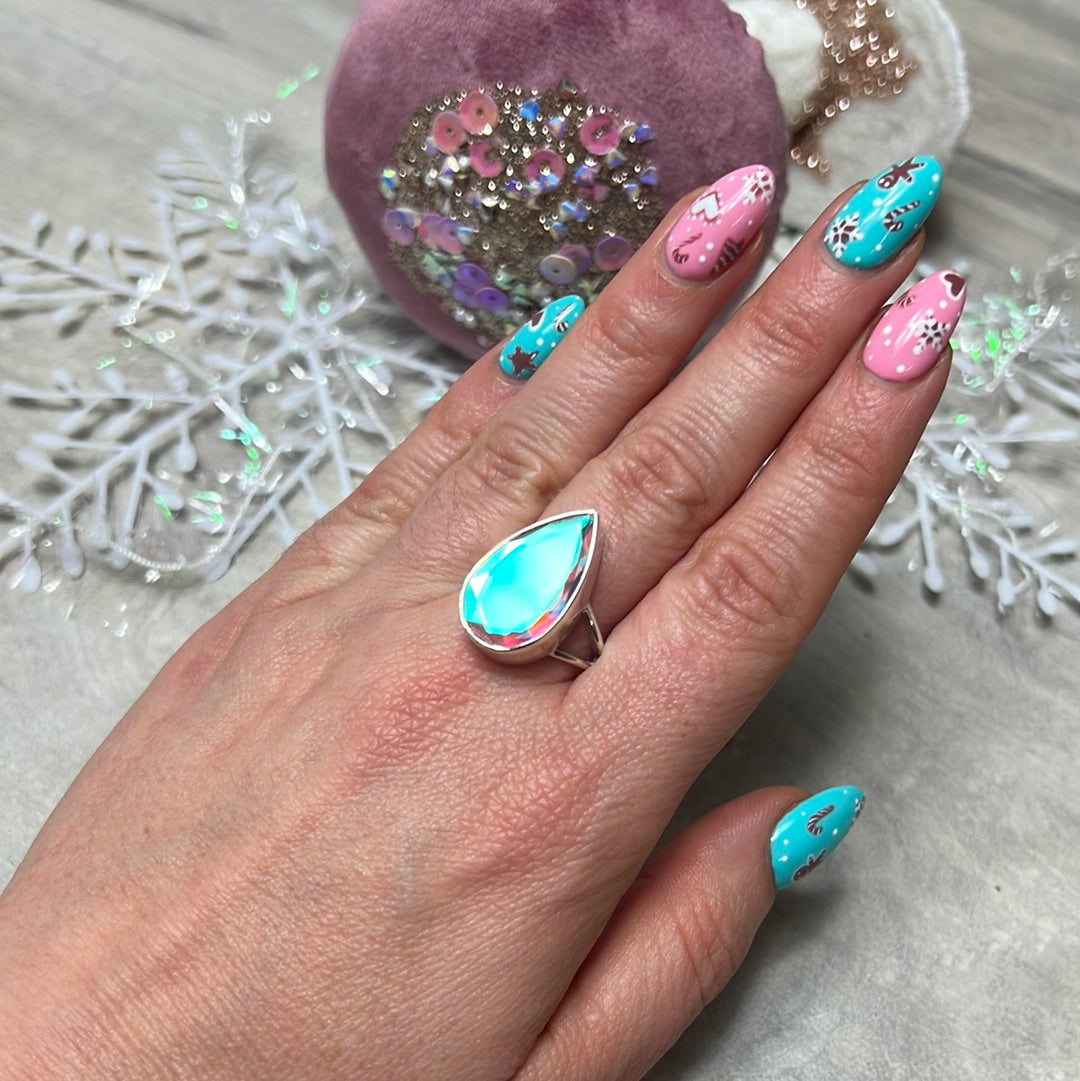 Mystic Topaz 925 Sterling Silver Ring - Size S