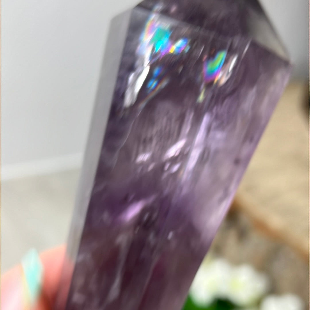 Statement Phantom Fingerprint Amethyst Smokey Quartz Wand