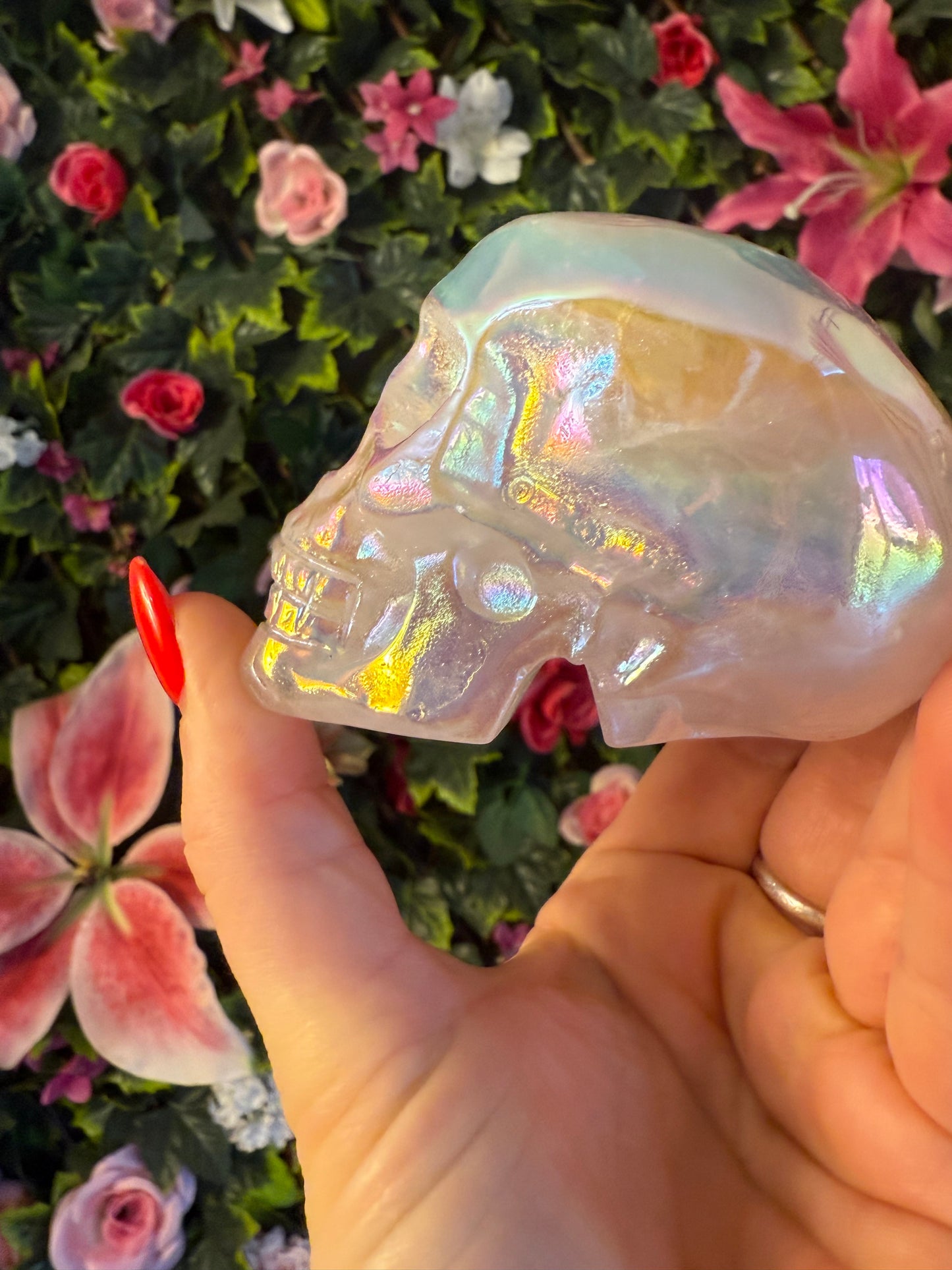 Aura Rose Quartz Skull