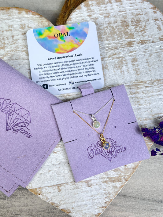 Opal Gold Personalised Initial Necklace - Vermeil Sterling Gold