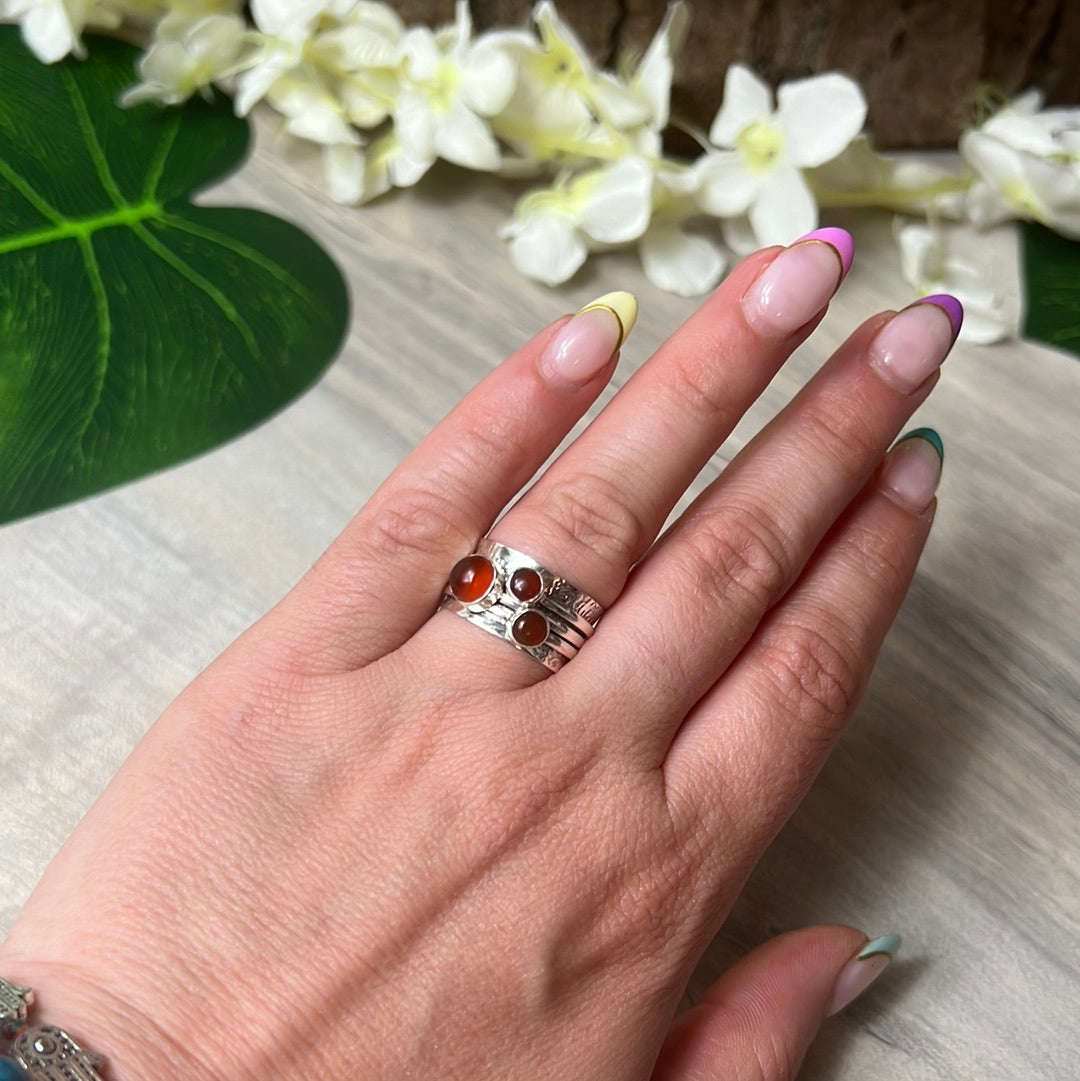 Trio Fidget Spinner Ring - Sterling Silver 925 Size M