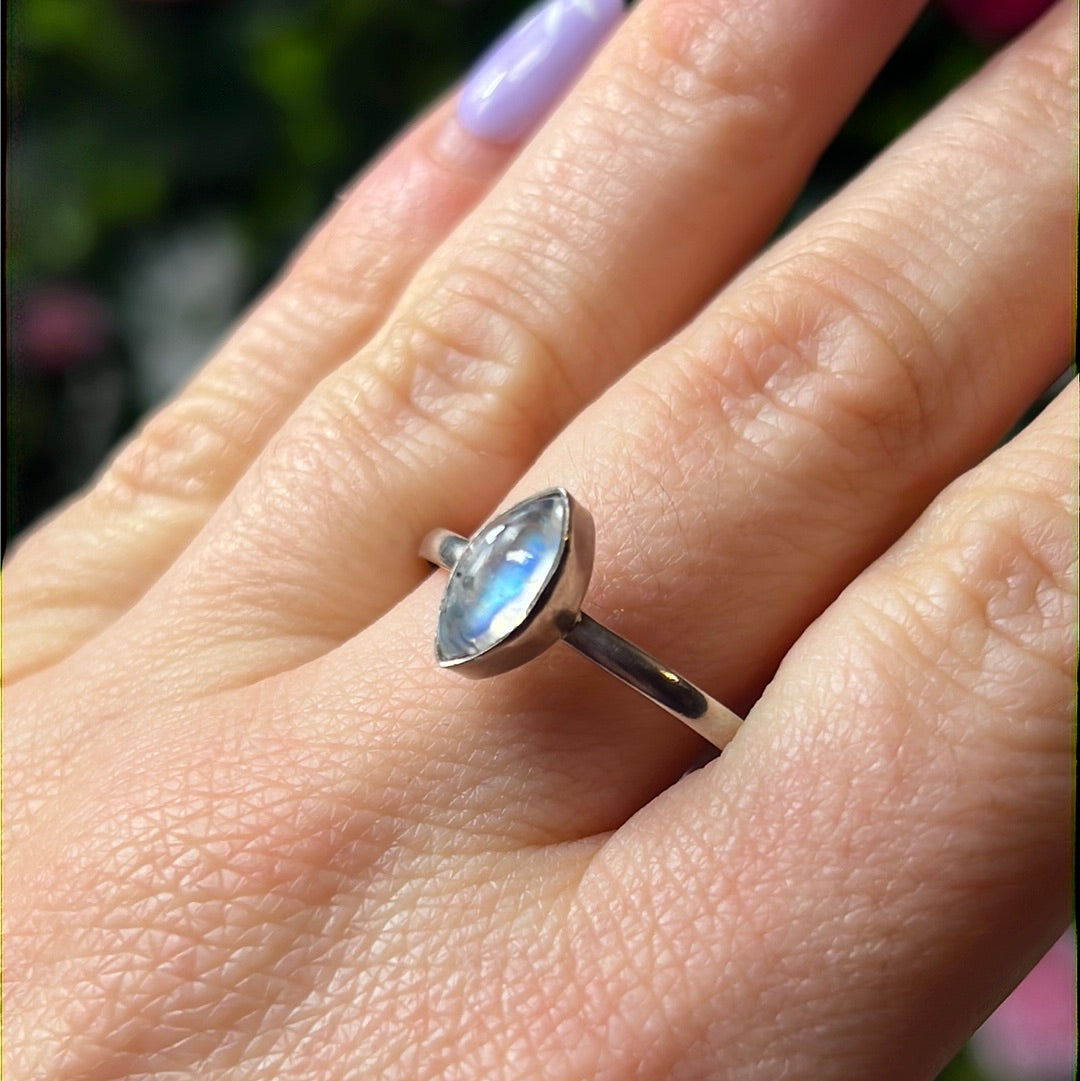 Moonstone 925 Sterling Silver Ring -  Size Z + 1