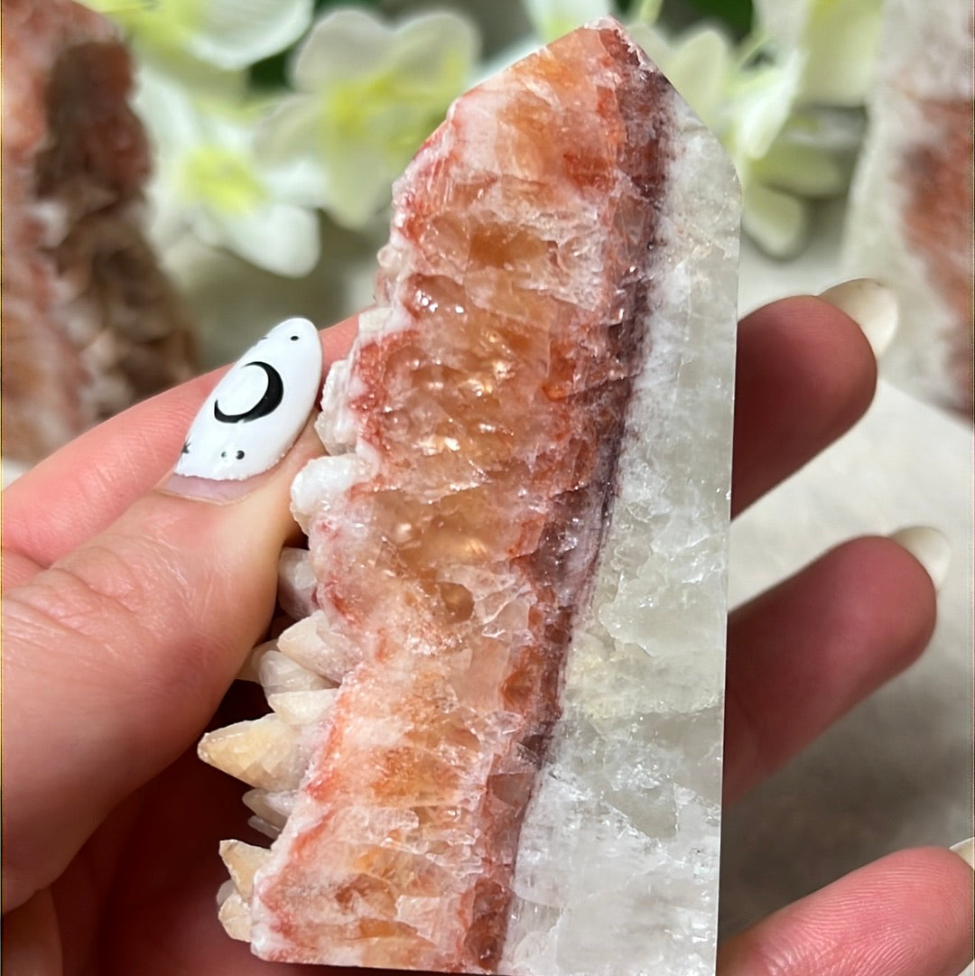 Sunstone, Orchid & Orange Calcite Druzy Tower Points