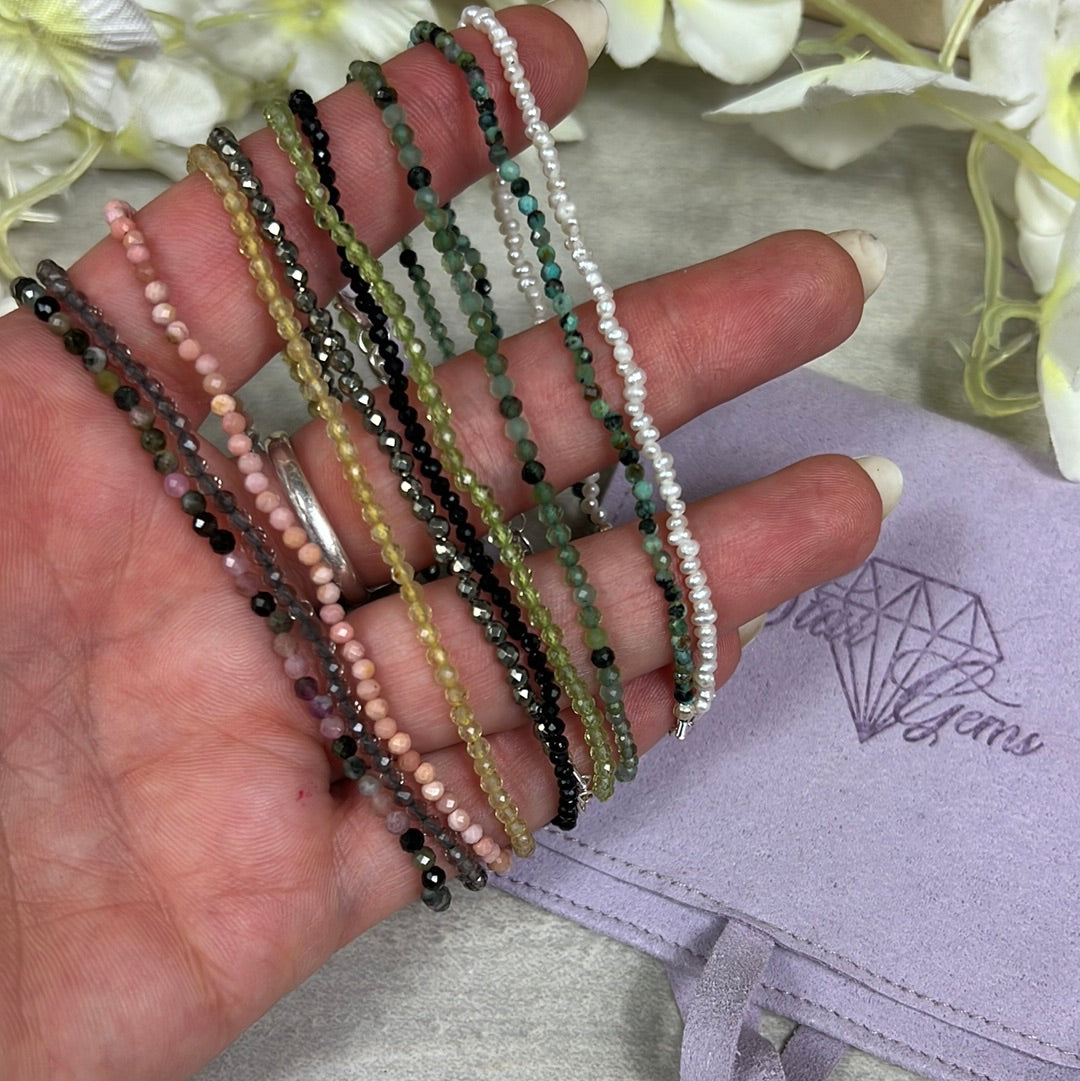 2mm Delicate - 925 Sterling Silver Facet Bracelets - Adjustable