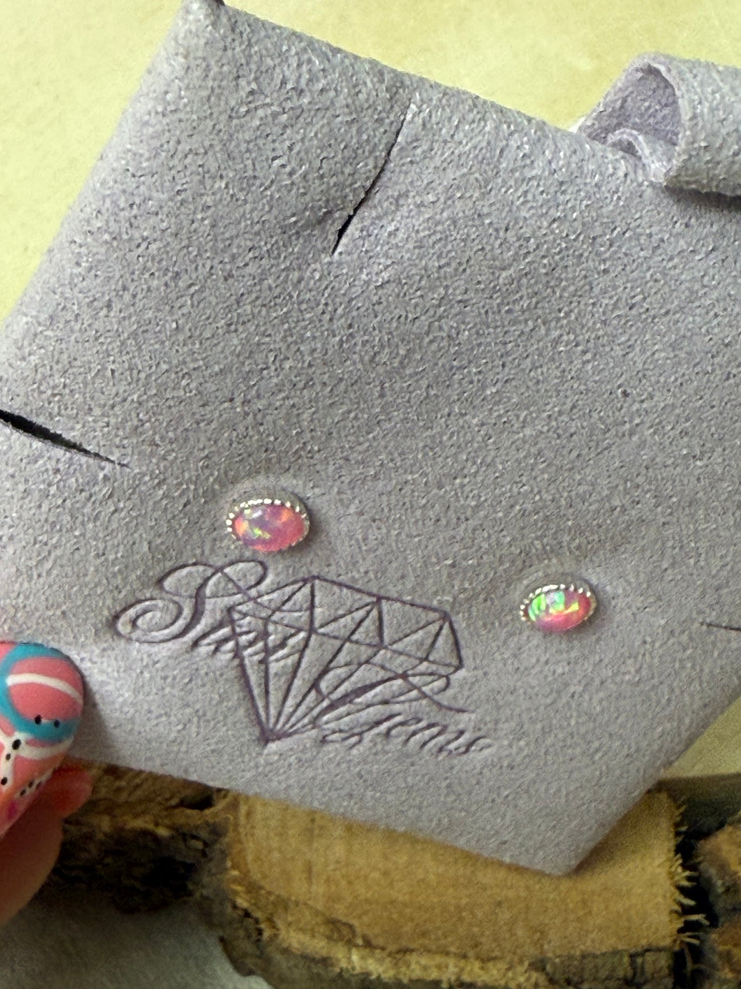 Handmade Pink Candy Opal Sterling Silver Studs