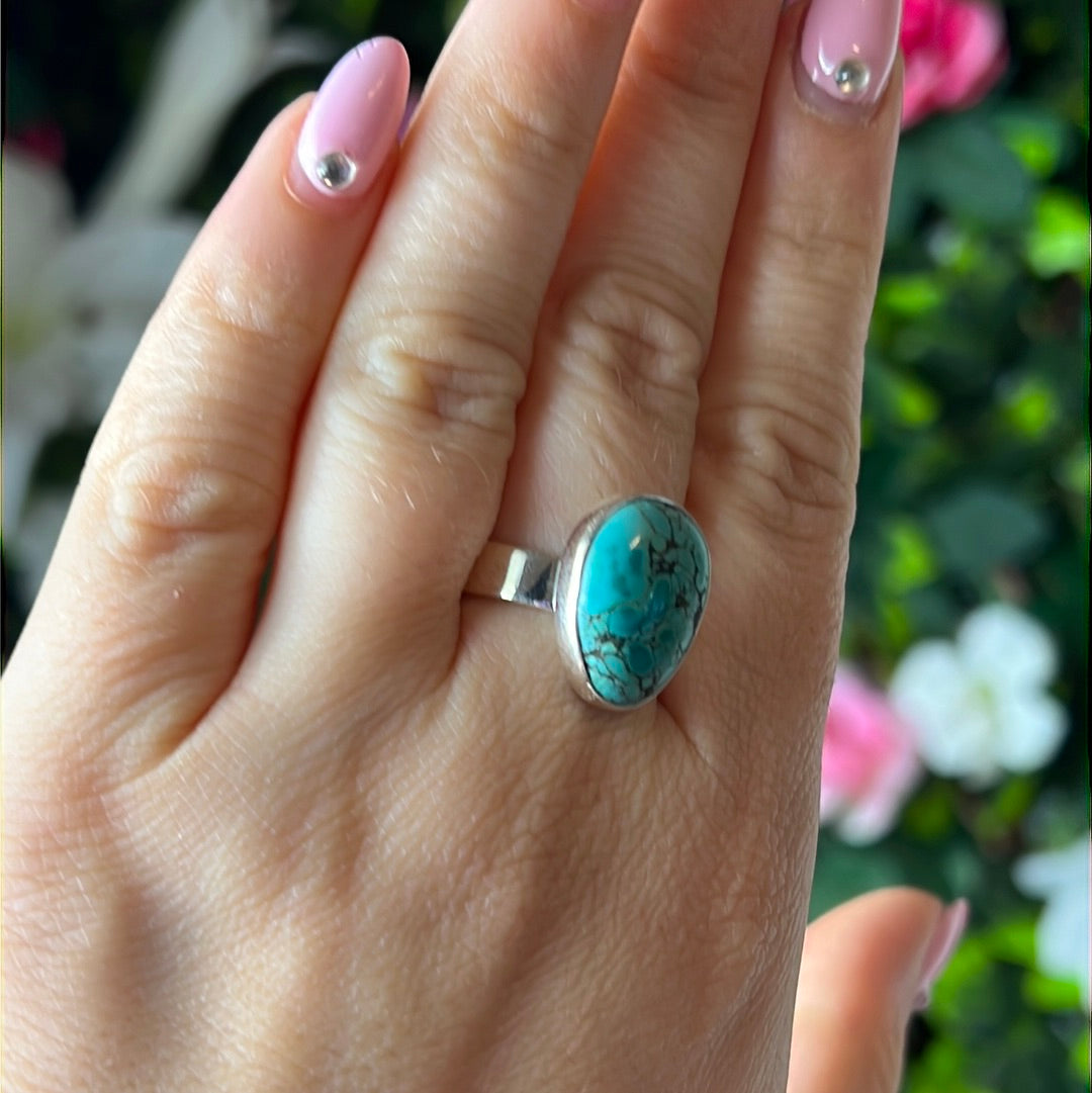 Adjustable Turquoise 925 Sterling Silver Ring