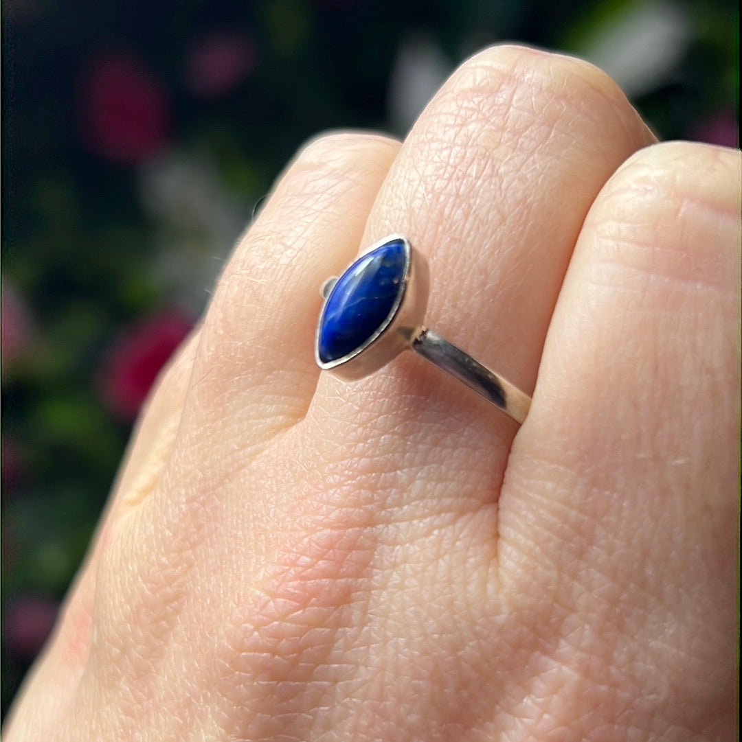 Lapis 925 Sterling Silver Ring -  Size Z