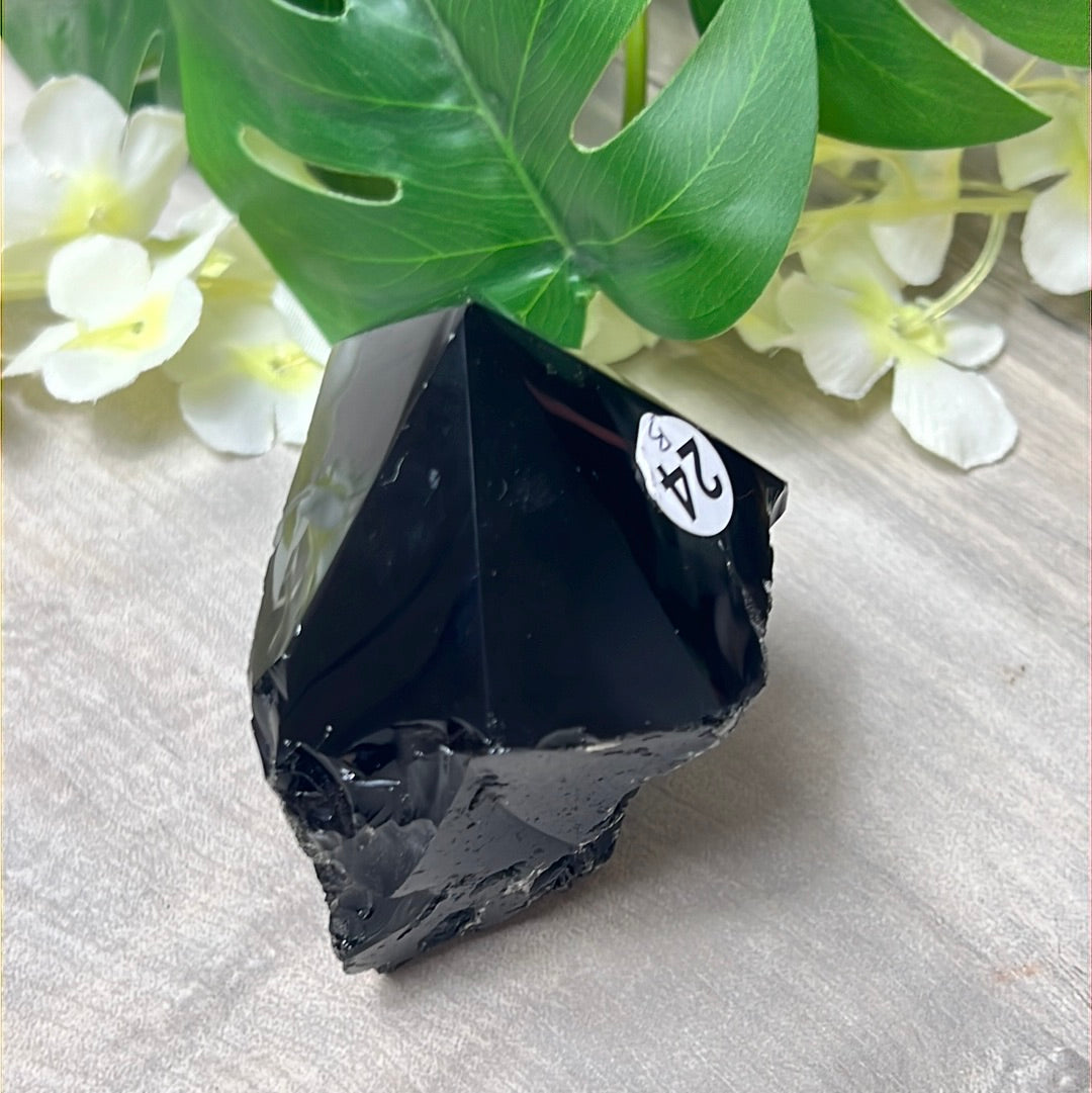 Black Obsidian Half & Half Polished Raw Tower Point