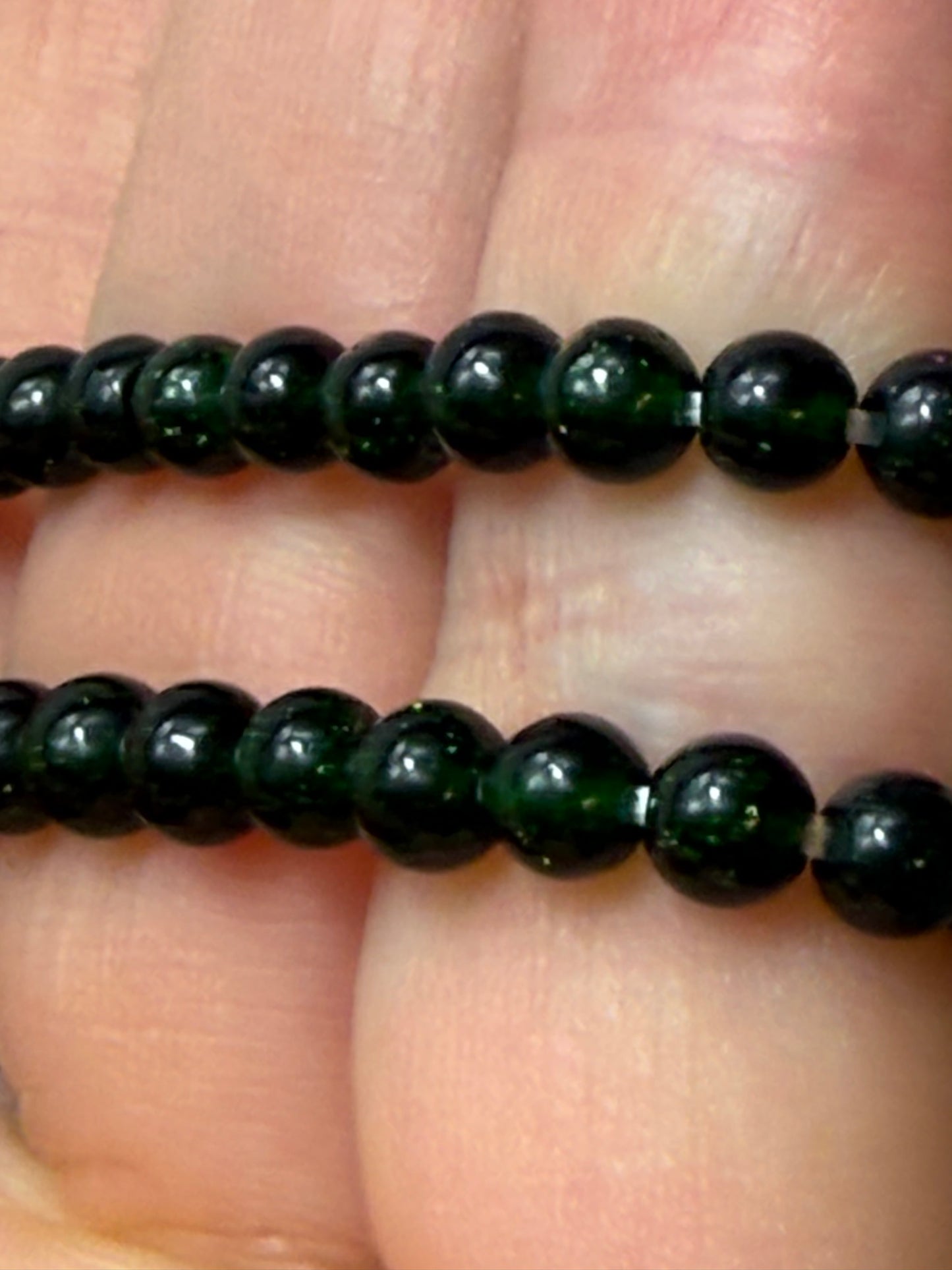 Rare Green Sandstone / Goldstone 4mm Bead Bracelet