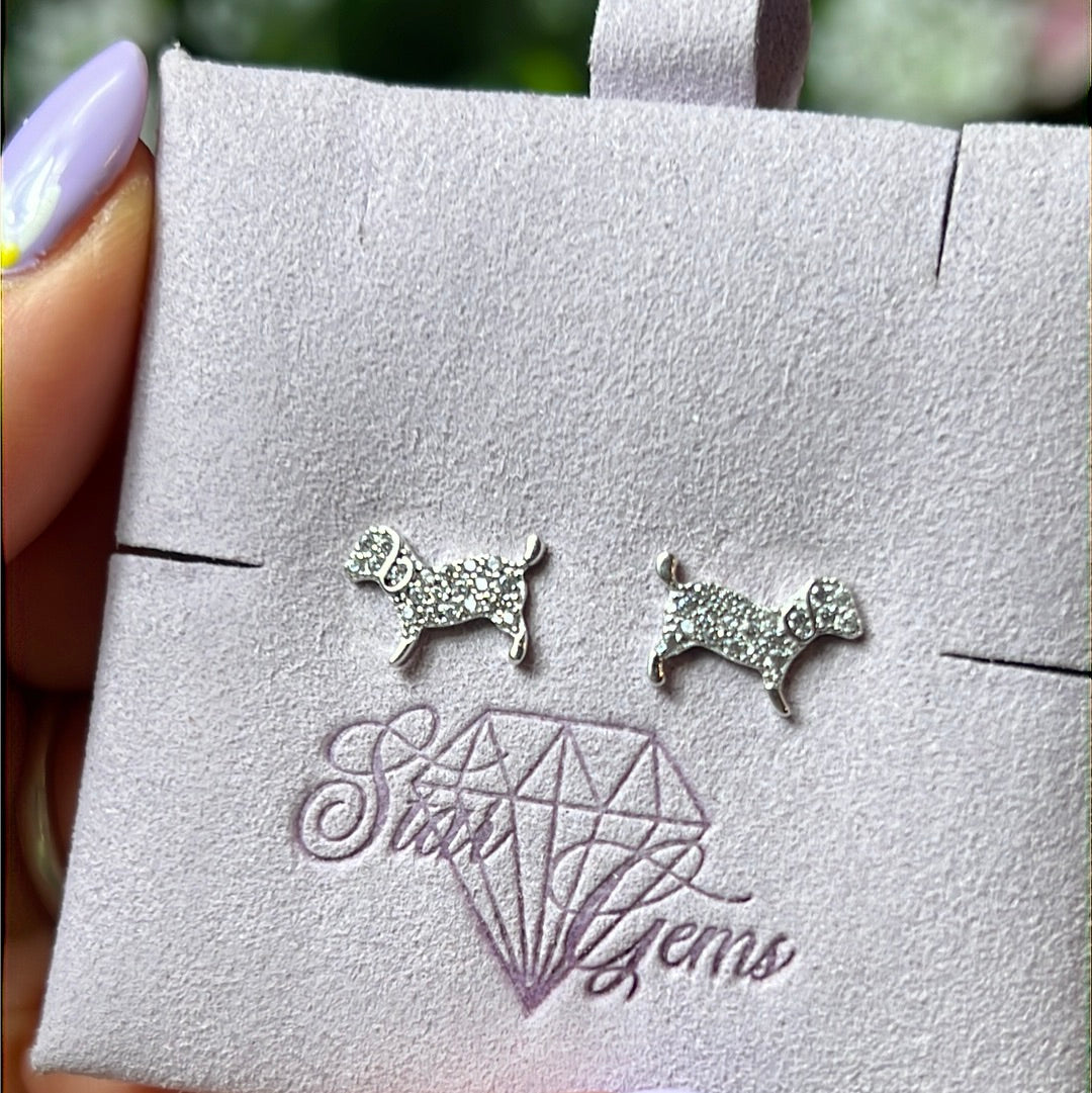 Dog Sterling Studs Earrings