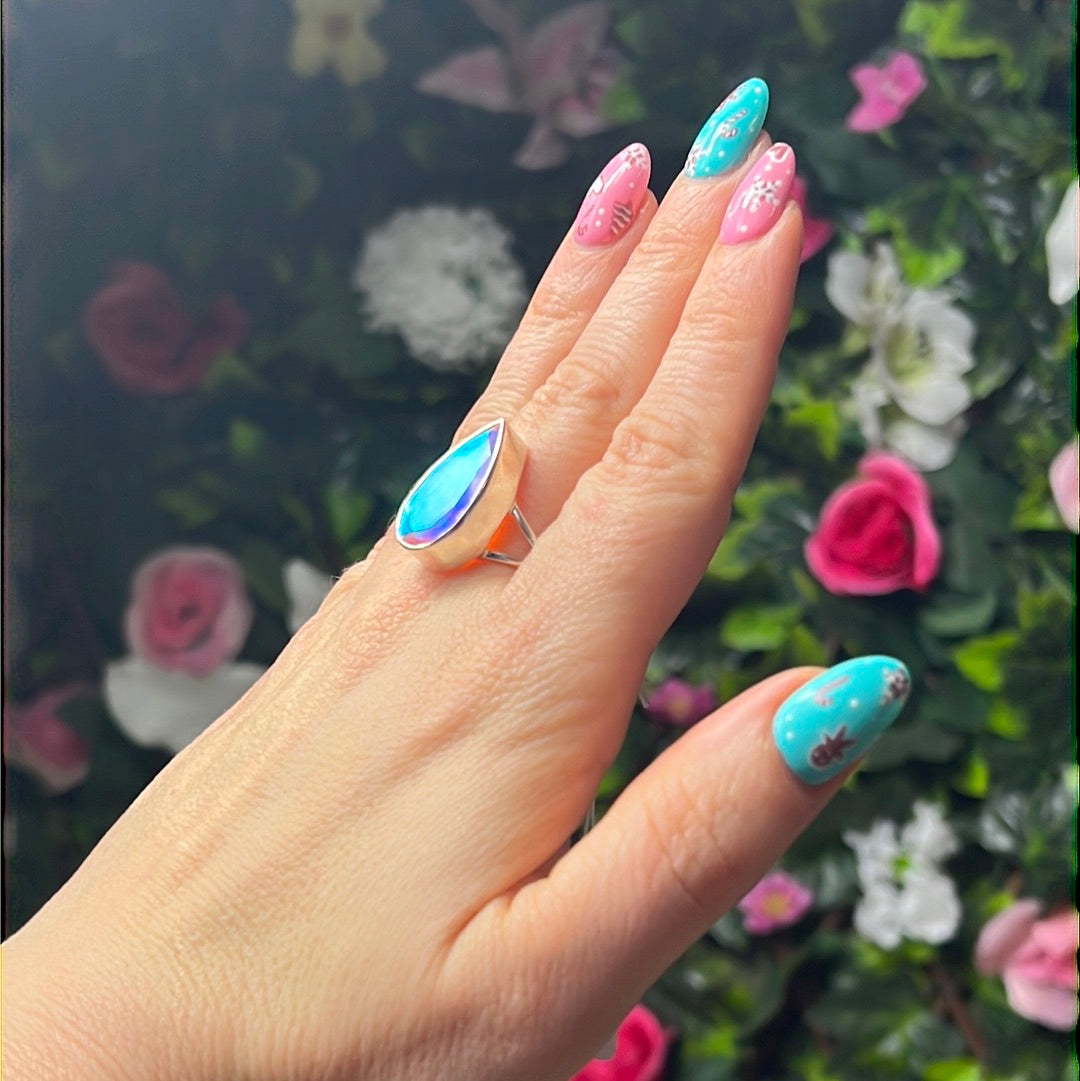 Mystic Topaz 925 Sterling Silver Ring - Size S