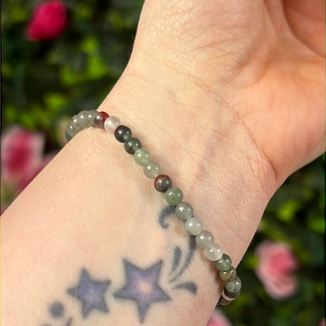 4mm African Bloodstone Bead Bracelet