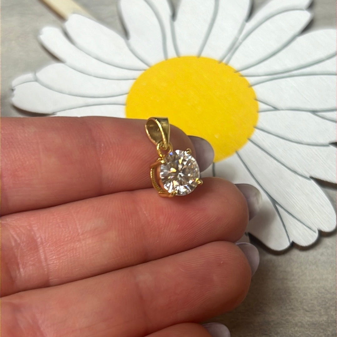 Moissanite 925 Sterling 24ct Gold Pendant - 1.65ct