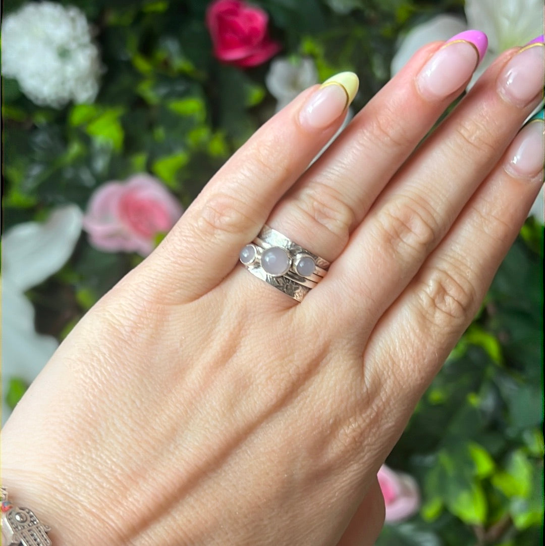 Trio Fidget Spinner Ring - Sterling Silver 925 - Size L 1/2