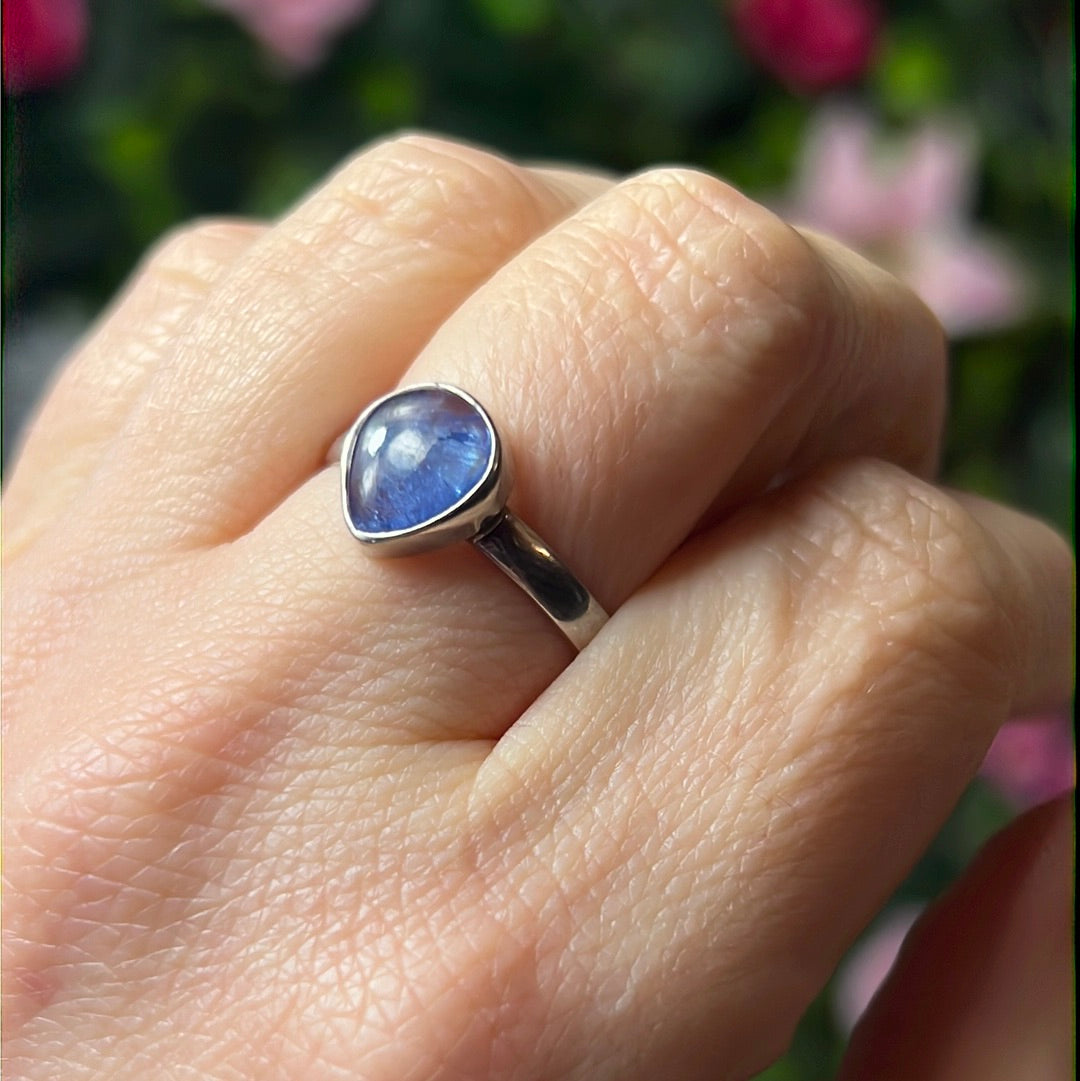 Tanzanite 925 Silver Ring -  Size S 1/2