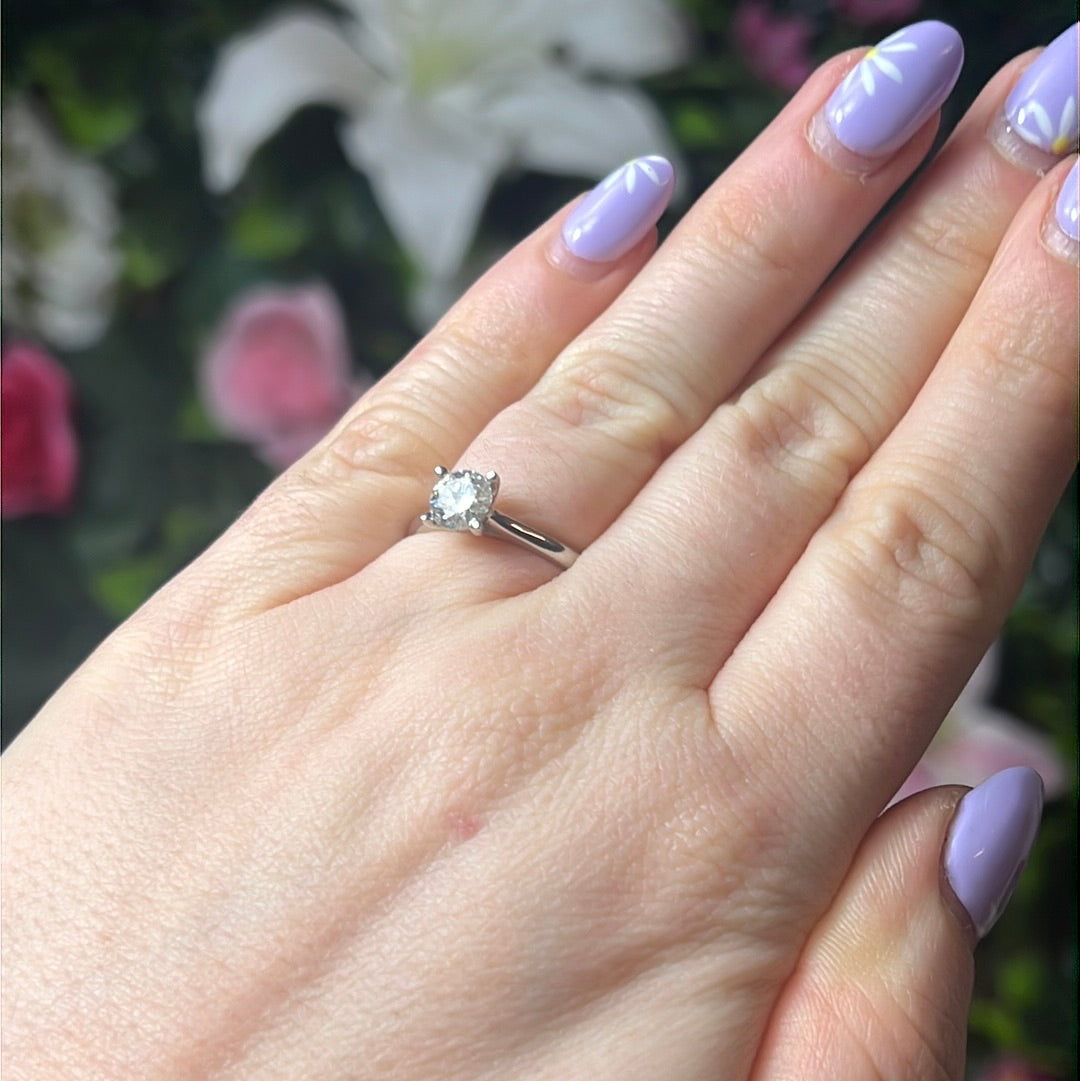 Moissanite 925 Sterling Silver Ring - Size L 1/2 0.90ct