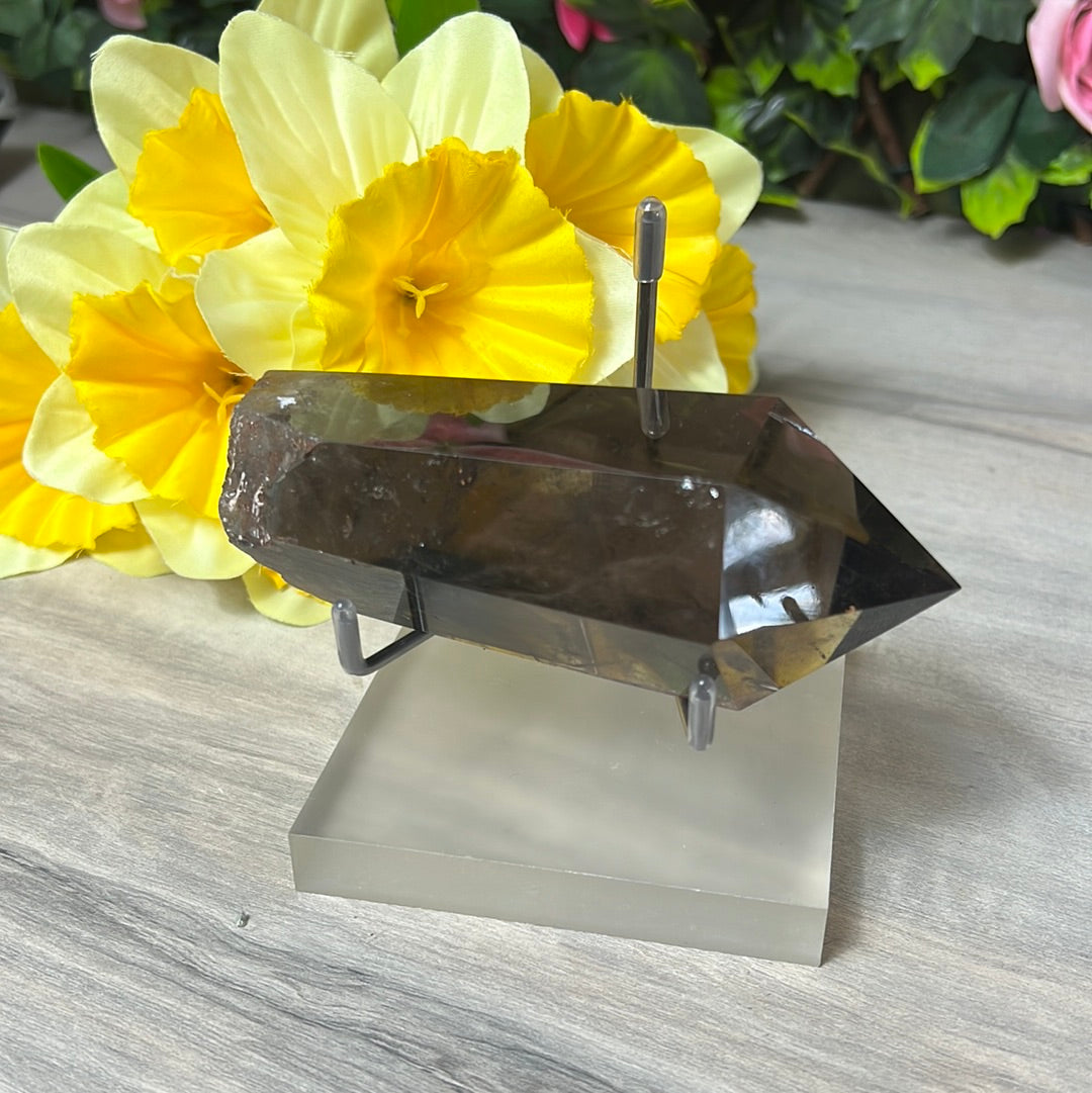 Plastic Perspex Silver Arm Display Stand - square base